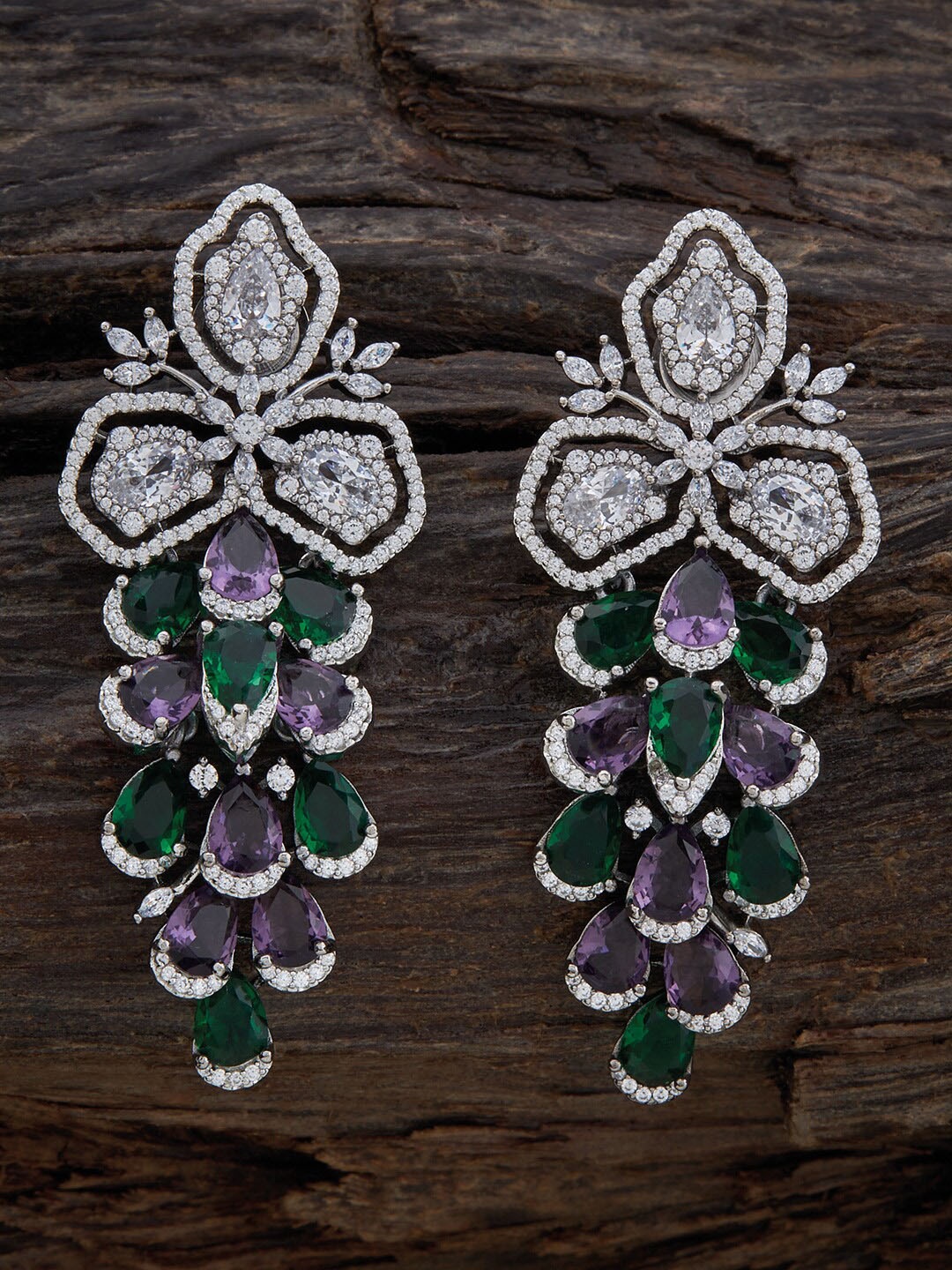 Kushal's Fashion Jewellery Rhodium-Plated Teardrop Shaped CZ Studed Drop Earrings, Green
Kushal's Fashion Jewellery Rhodium-Plated Teardrop Shaped CZ Studed Drop Earrings, Green
