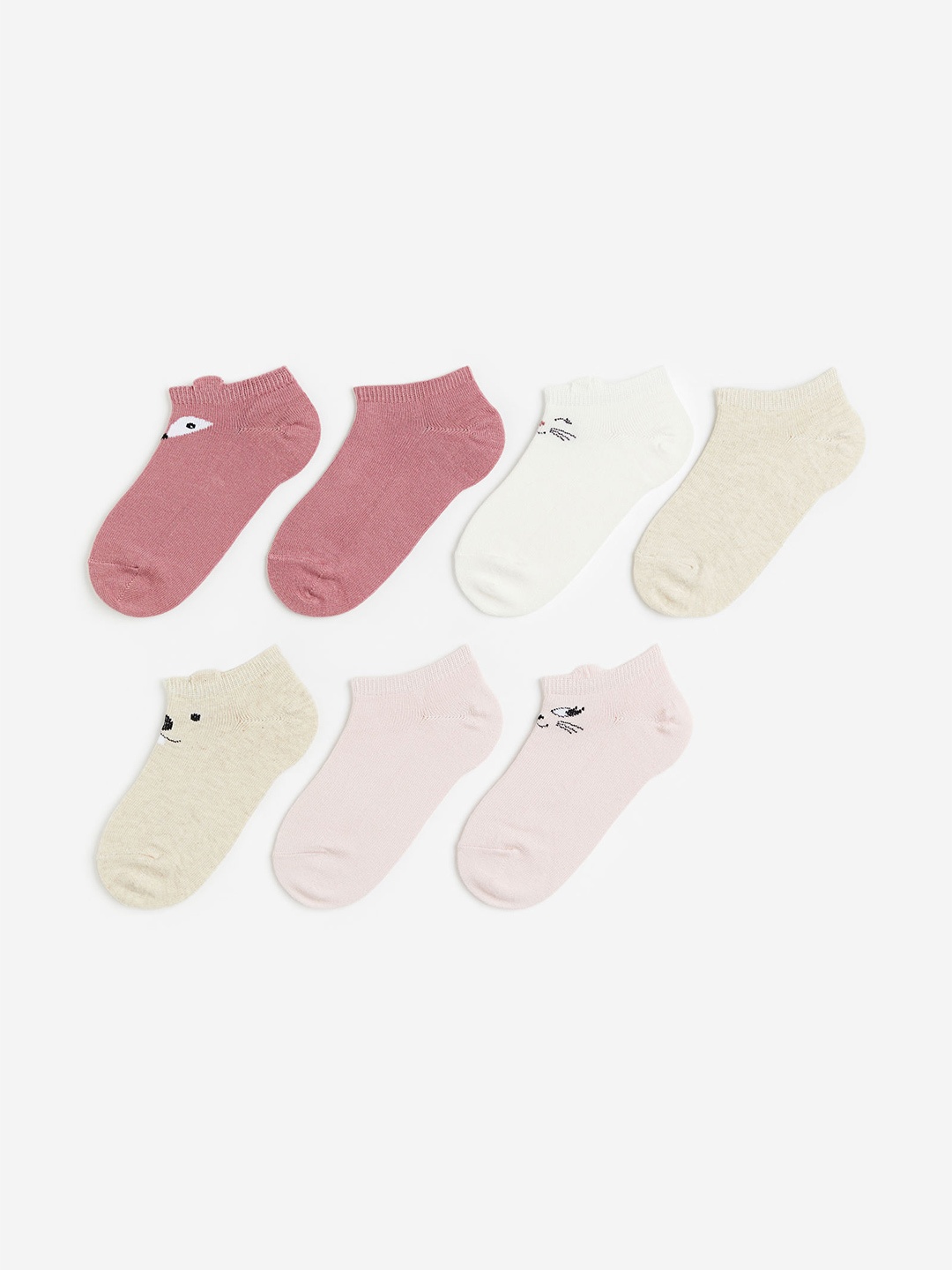 H&M Infant Girls 7-Pack Trainer Socks, Beige