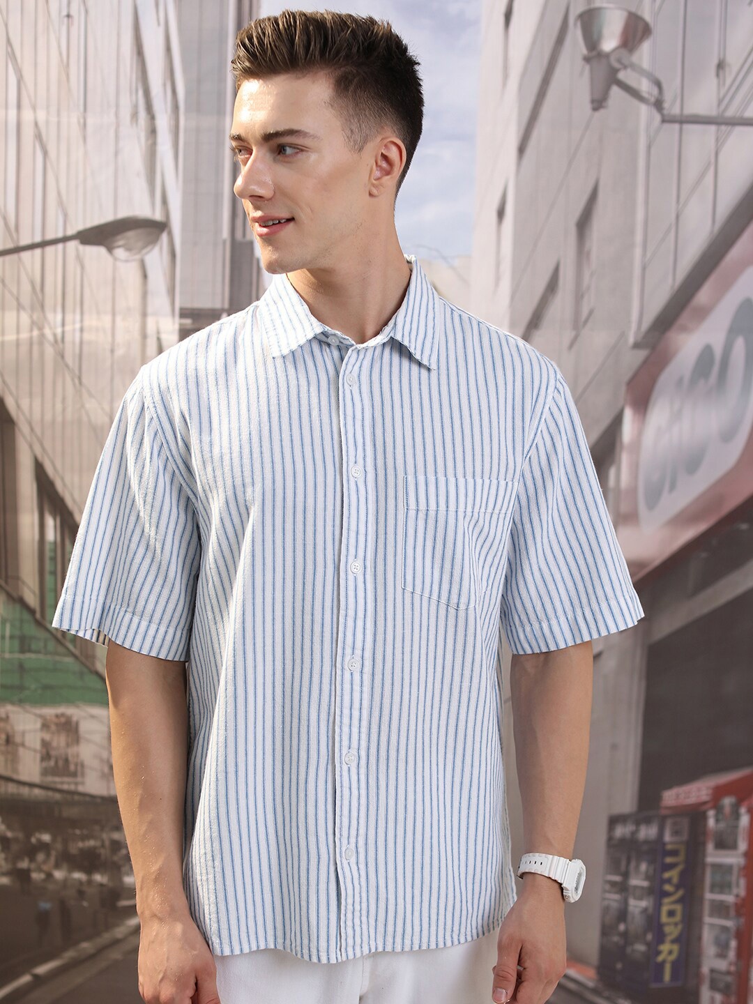 HIGHLANDER Unisex Boxy Striped Cotton Linen Casual Drop Shoulder Oversized Shirt, Blue
HIGHLANDER Unisex Boxy Striped Cotton Linen Casual Drop Shoulder Oversized Shirt, Blue
