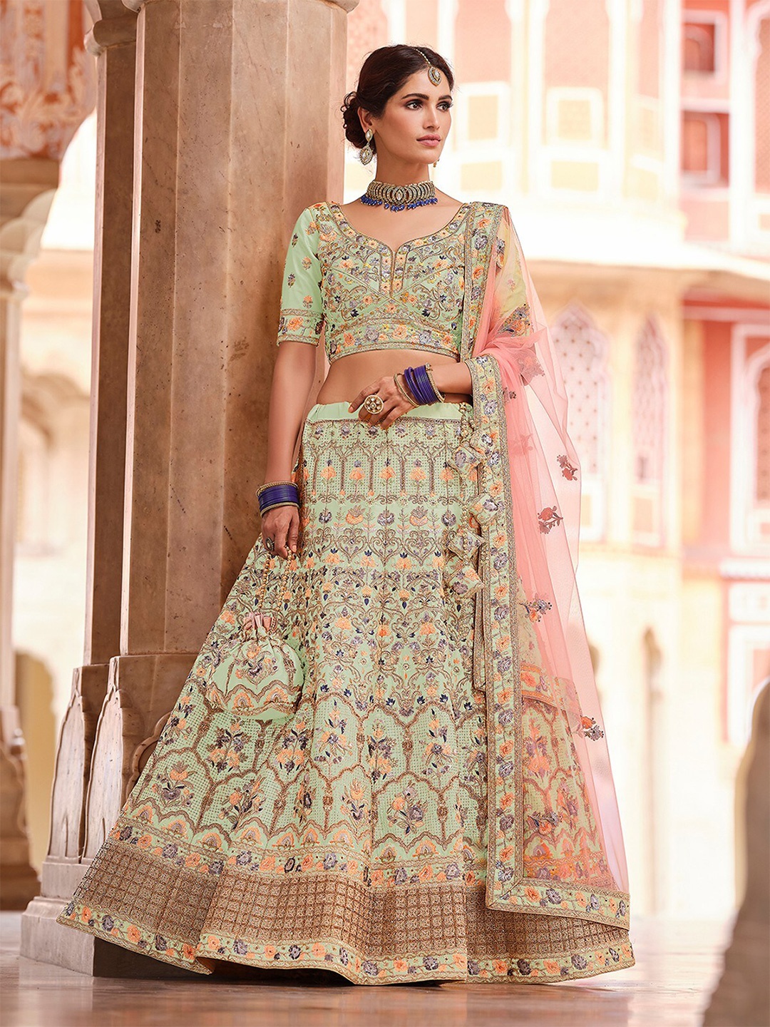ODETTE Embroidered Thread Work Semi-Stitched Lehenga & Unstitched Blouse With Dupatta, Green
ODETTE Embroidered Thread Work Semi-Stitched Lehenga & Unstitched Blouse With Dupatta, Green