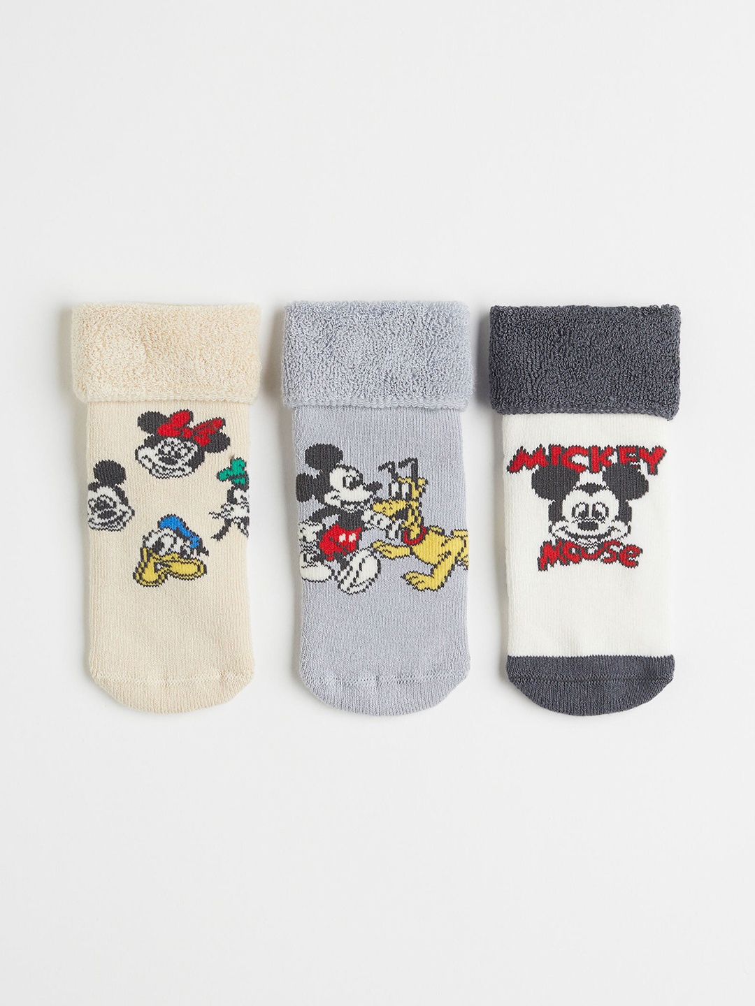 H&M Boys Pack Of 3 Patterned Ankle Length Socks, Grey