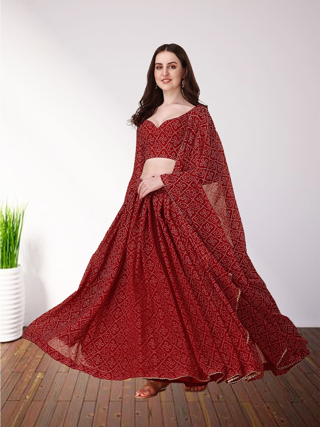 N N ENTERPRISE Printed Semi-Stitched Lehenga & Unstitched Blouse With Dupatta, Red
N N ENTERPRISE Printed Semi-Stitched Lehenga & Unstitched Blouse With Dupatta, Red