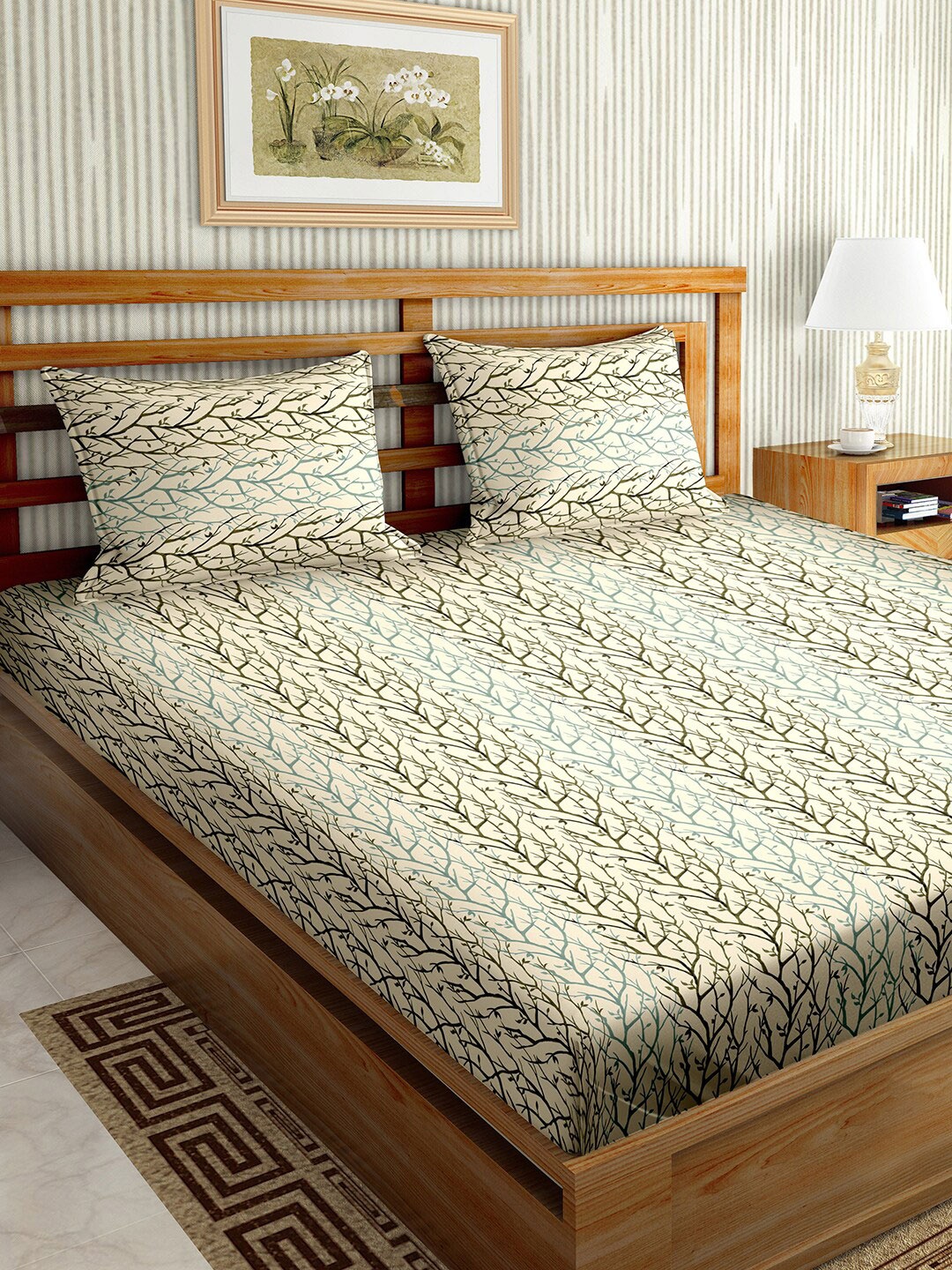 BELLA CASA Stella Green & Grey Floral Cotton 180 TC King Bedsheet with 2 Pillow Covers
BELLA CASA Stella Green & Grey Floral Cotton 180 TC King Bedsheet with 2 Pillow Covers