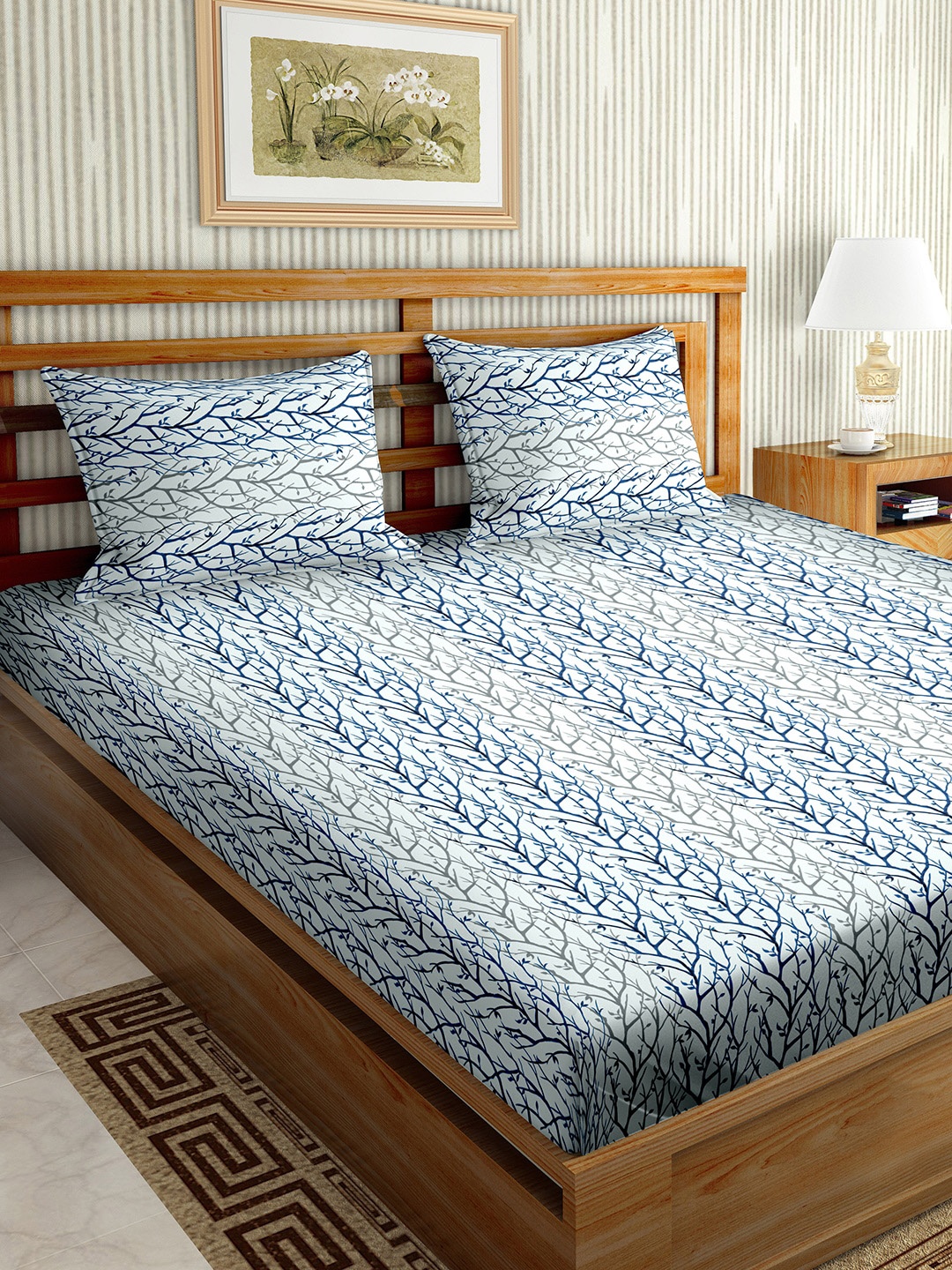BELLA CASA Stella Blue & White Floral Cotton 180 TC King Bedsheet With 2 Pillow Covers
BELLA CASA Stella Blue & White Floral Cotton 180 TC King Bedsheet With 2 Pillow Covers