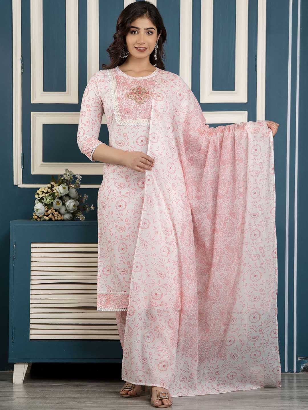 FASHION DEPTH Ethnic Motifs Printed Thread Work Pure Cotton Kurta & Trousers With Dupatta, Pink
FASHION DEPTH Ethnic Motifs Printed Thread Work Pure Cotton Kurta & Trousers With Dupatta, Pink