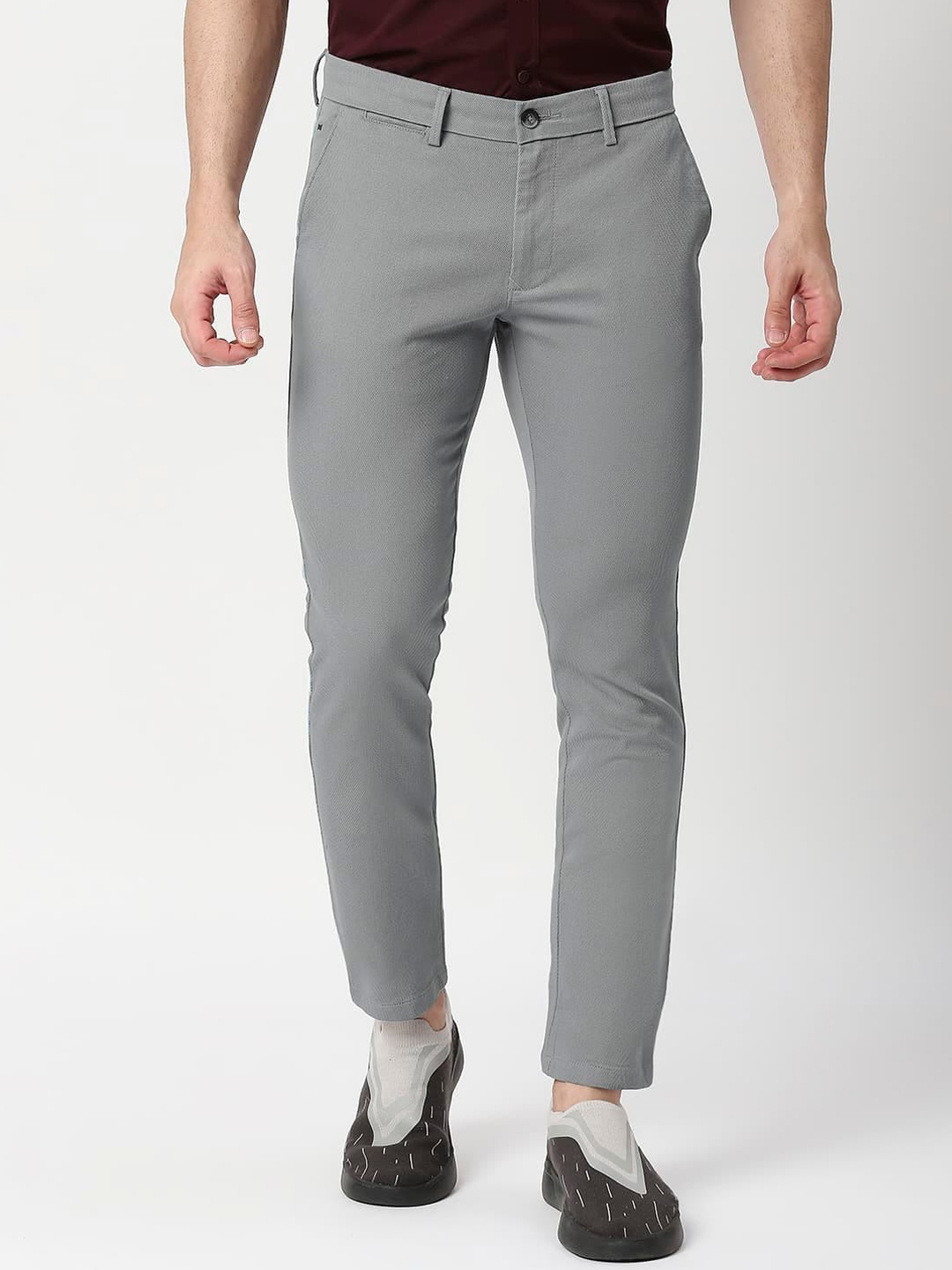 Basics Tapered Fit Mid-Rise Plain Woven Cotton Casual Flat Front Regular Trousers, Grey
Basics Tapered Fit Mid-Rise Plain Woven Cotton Casual Flat Front Regular Trousers, Grey