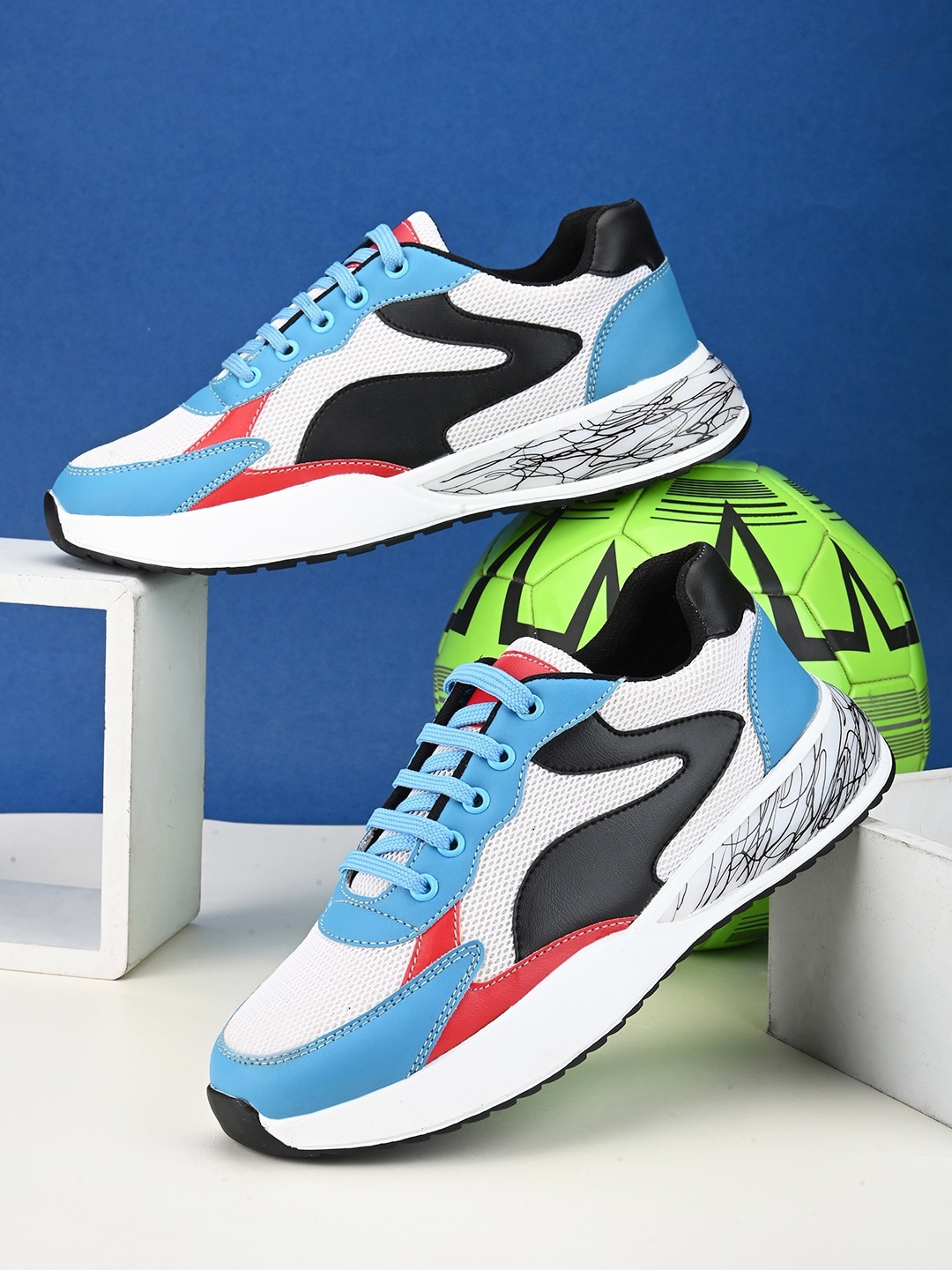 Kook N Keech Men White & Blue Colourblocked Mesh Lightweight Athletic Insole Sneakers
Kook N Keech Men White & Blue Colourblocked Mesh Lightweight Athletic Insole Sneakers