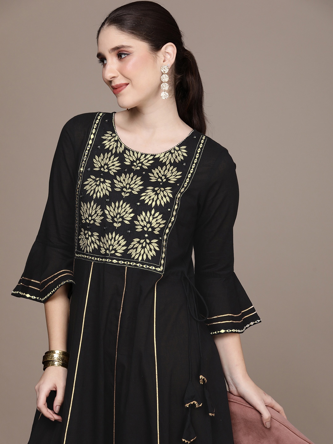 Anouk Women Ethnic Motifs Embroidered Mirror Work Tiering Anarkali Kurta, Black
Anouk Women Ethnic Motifs Embroidered Mirror Work Tiering Anarkali Kurta, Black
