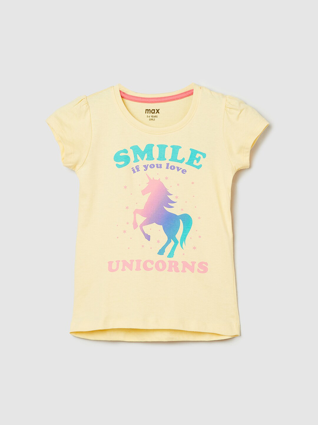 max Girls Graphic Printed Cap Sleeves Pure Cotton T-shirt, Yellow
max Girls Graphic Printed Cap Sleeves Pure Cotton T-shirt, Yellow