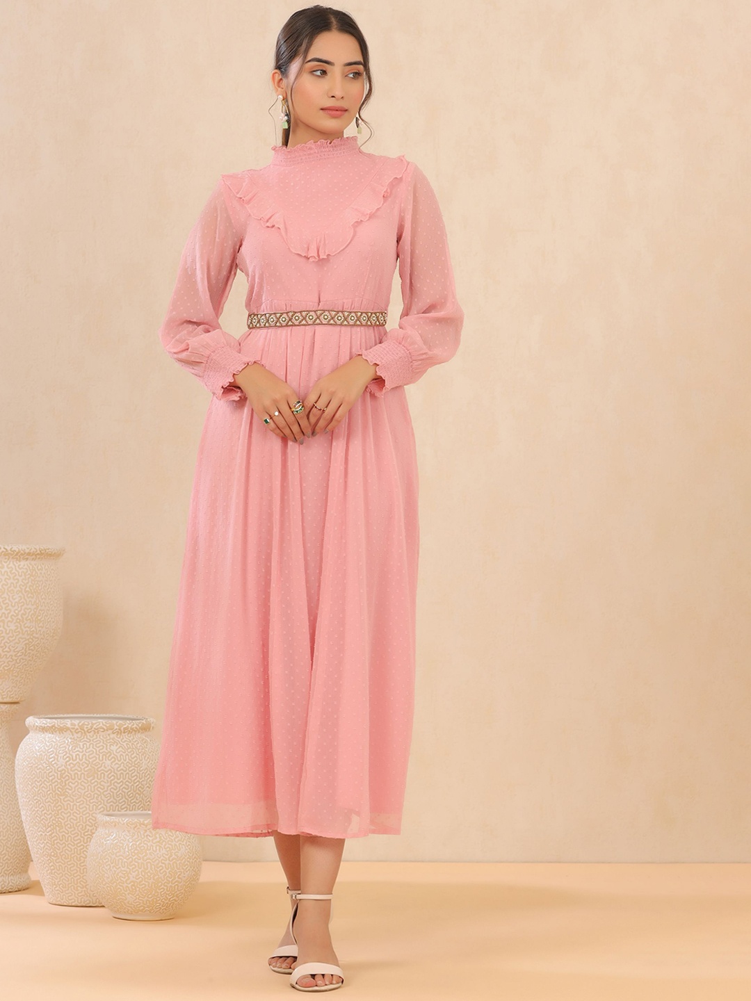 Juniper Self-Designed Chiffon Dobb Fit & Flared Dress With Ruffles & Smocked Details, Pink
Juniper Self-Designed Chiffon Dobb Fit & Flared Dress With Ruffles & Smocked Details, Pink