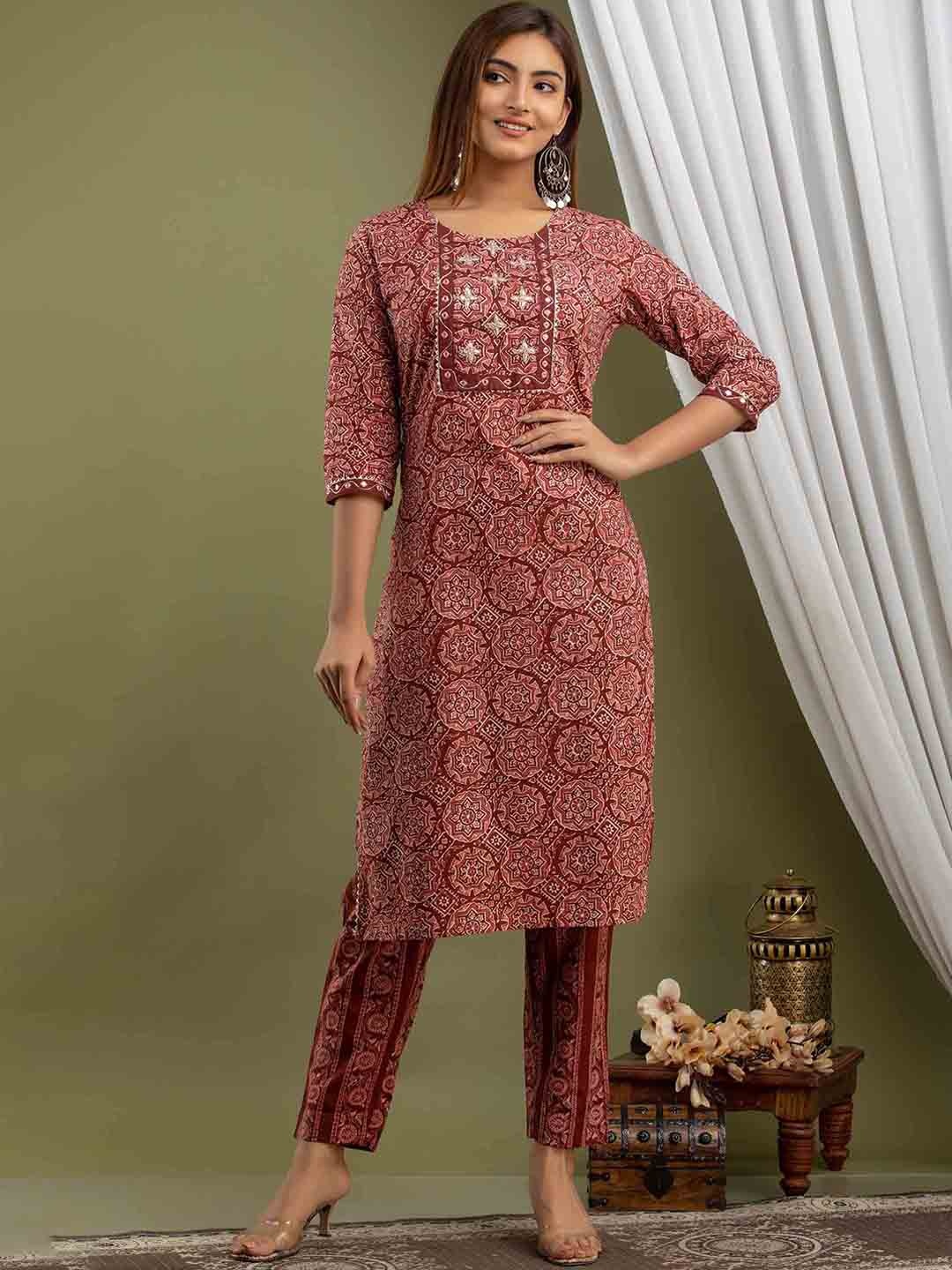 JAIPUR FASHION MODE Ethnic Motifs Printed Regular Thread Work Kurta With Trousers, Maroon
JAIPUR FASHION MODE Ethnic Motifs Printed Regular Thread Work Kurta With Trousers, Maroon