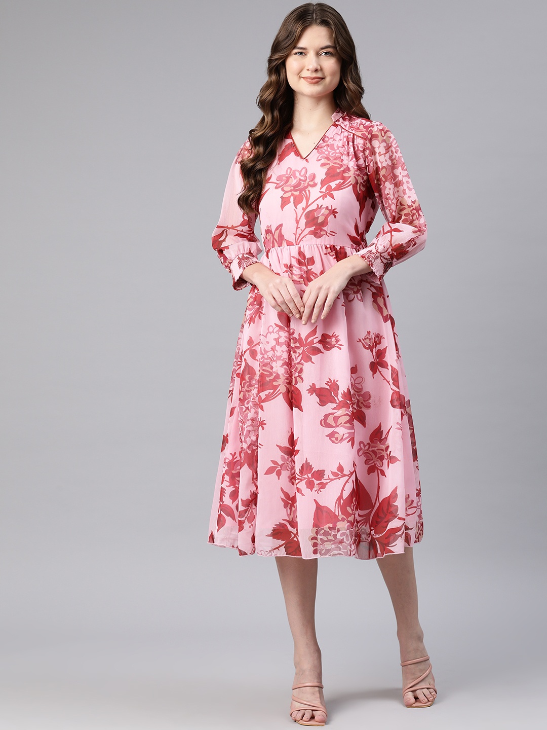 Nayam By Lakshita Floral Print Puff Sleeves Chiffon Fit & Flare Midi Dress, Pink
Nayam By Lakshita Floral Print Puff Sleeves Chiffon Fit & Flare Midi Dress, Pink