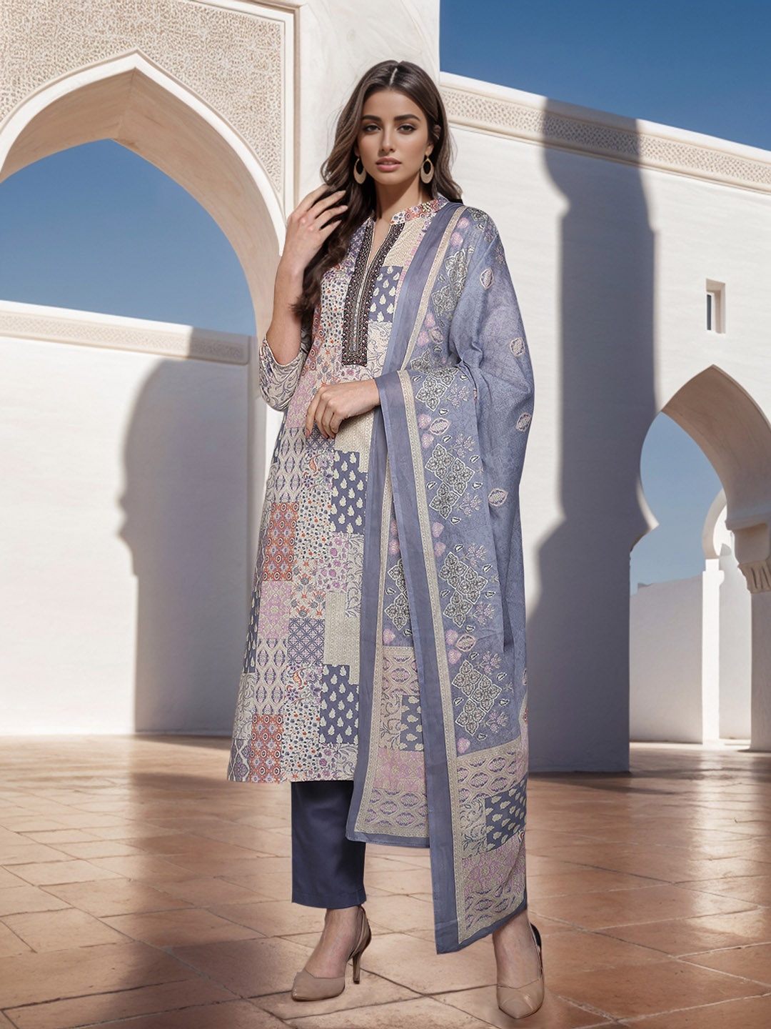 AHIKA Lavender Ethnic Printed Thread Work Pure Cotton Kurta with Trousers & Dupatta
AHIKA Lavender Ethnic Printed Thread Work Pure Cotton Kurta with Trousers & Dupatta
