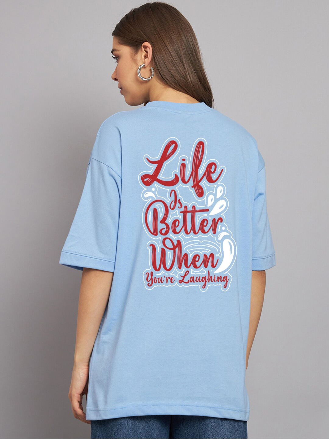 Imsa Moda Typography Printed Drop Shoulder Sleeves Oversize Cotton Casual T Shirt, Turquoise blue
Imsa Moda Typography Printed Drop Shoulder Sleeves Oversize Cotton Casual T Shirt, Turquoise blue