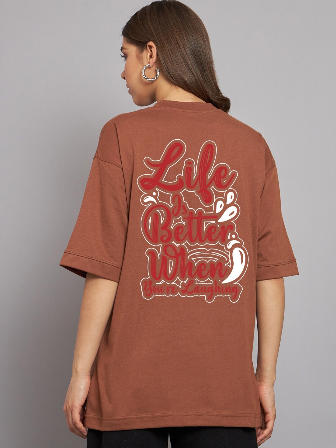 Imsa Moda Typography Printed Drop Shoulder Sleeves Oversize Cotton Casual T Shirt, Coffee brown
Imsa Moda Typography Printed Drop Shoulder Sleeves Oversize Cotton Casual T Shirt, Coffee brown