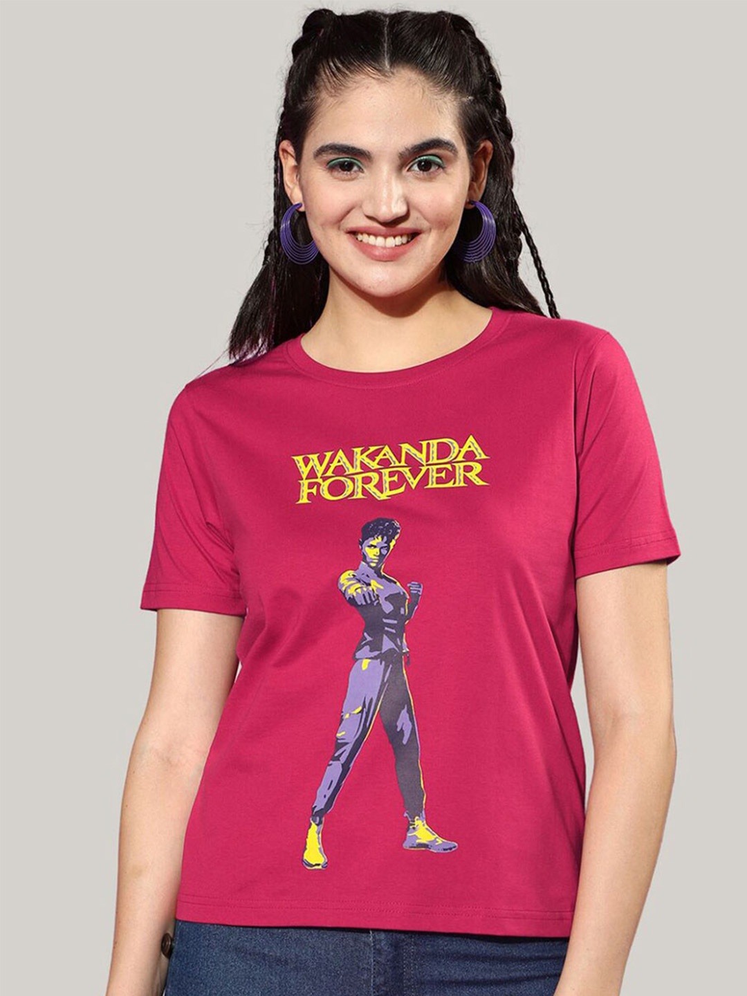 JUNEBERRY Marvel & Spider Man Black Panther Printed Bio Finish Cotton T-shirt, Magenta
JUNEBERRY Marvel & Spider Man Black Panther Printed Bio Finish Cotton T-shirt, Magenta