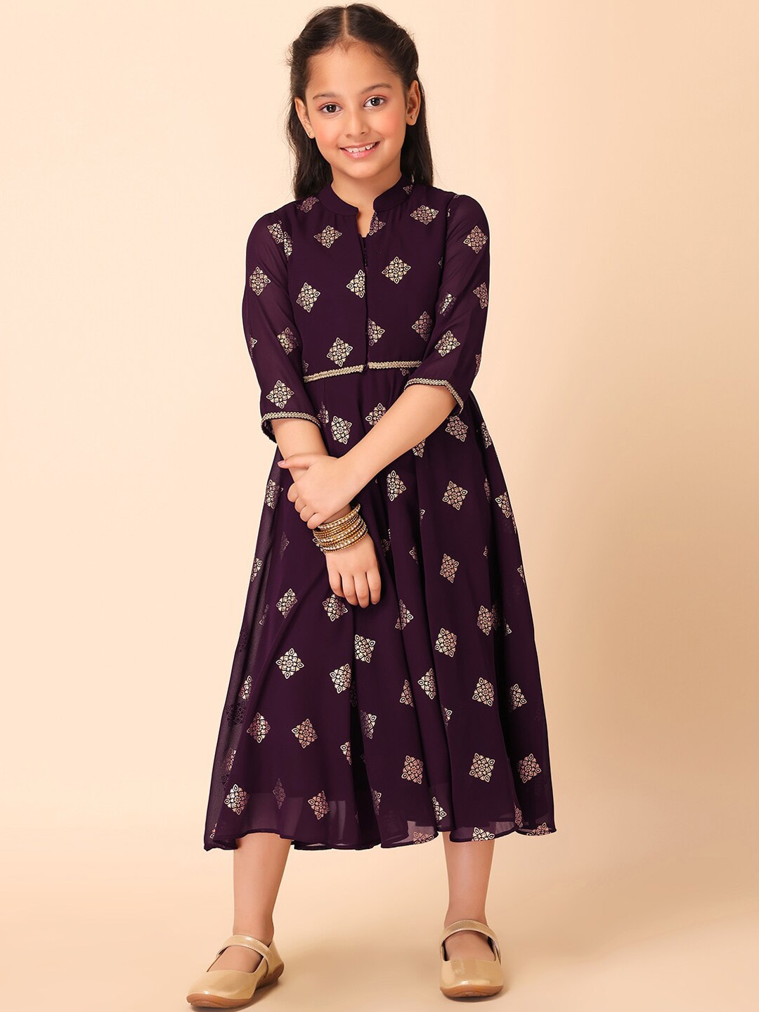 Miss Indya Ethnic Motifs Printed Mandarin Collar Ethnic Dress With Short Jacket, Purple
Miss Indya Ethnic Motifs Printed Mandarin Collar Ethnic Dress With Short Jacket, Purple