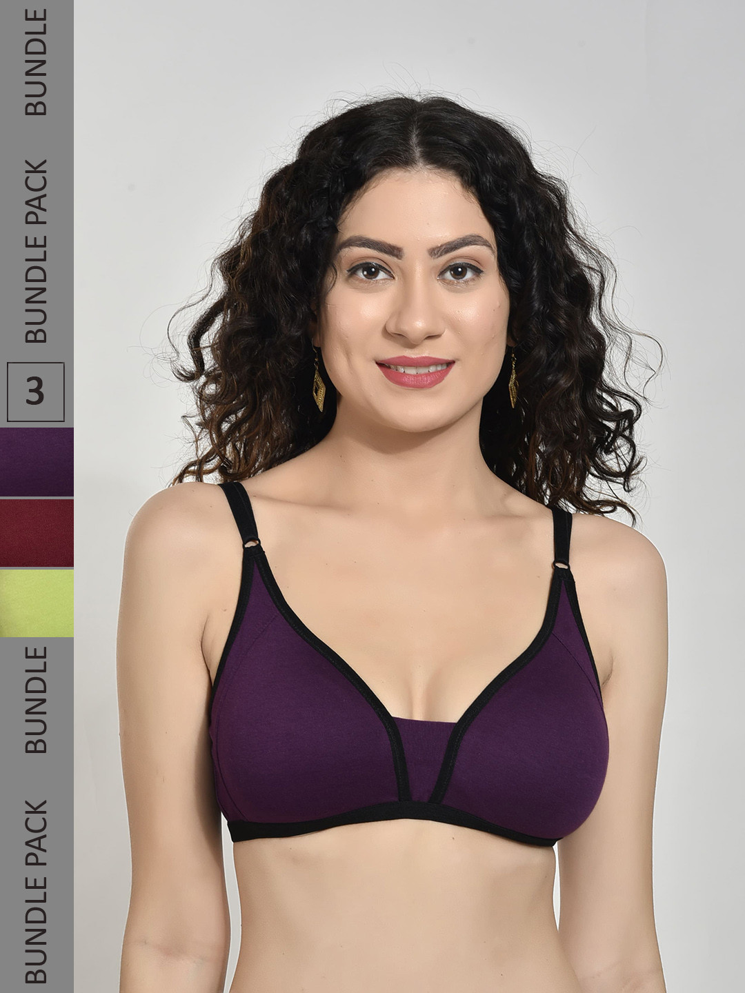 Innocence Pack Of 3 Medium Coverage Non Padded Cotton Everyday Bra All Day Comfort, Purple
Innocence Pack Of 3 Medium Coverage Non Padded Cotton Everyday Bra All Day Comfort, Purple