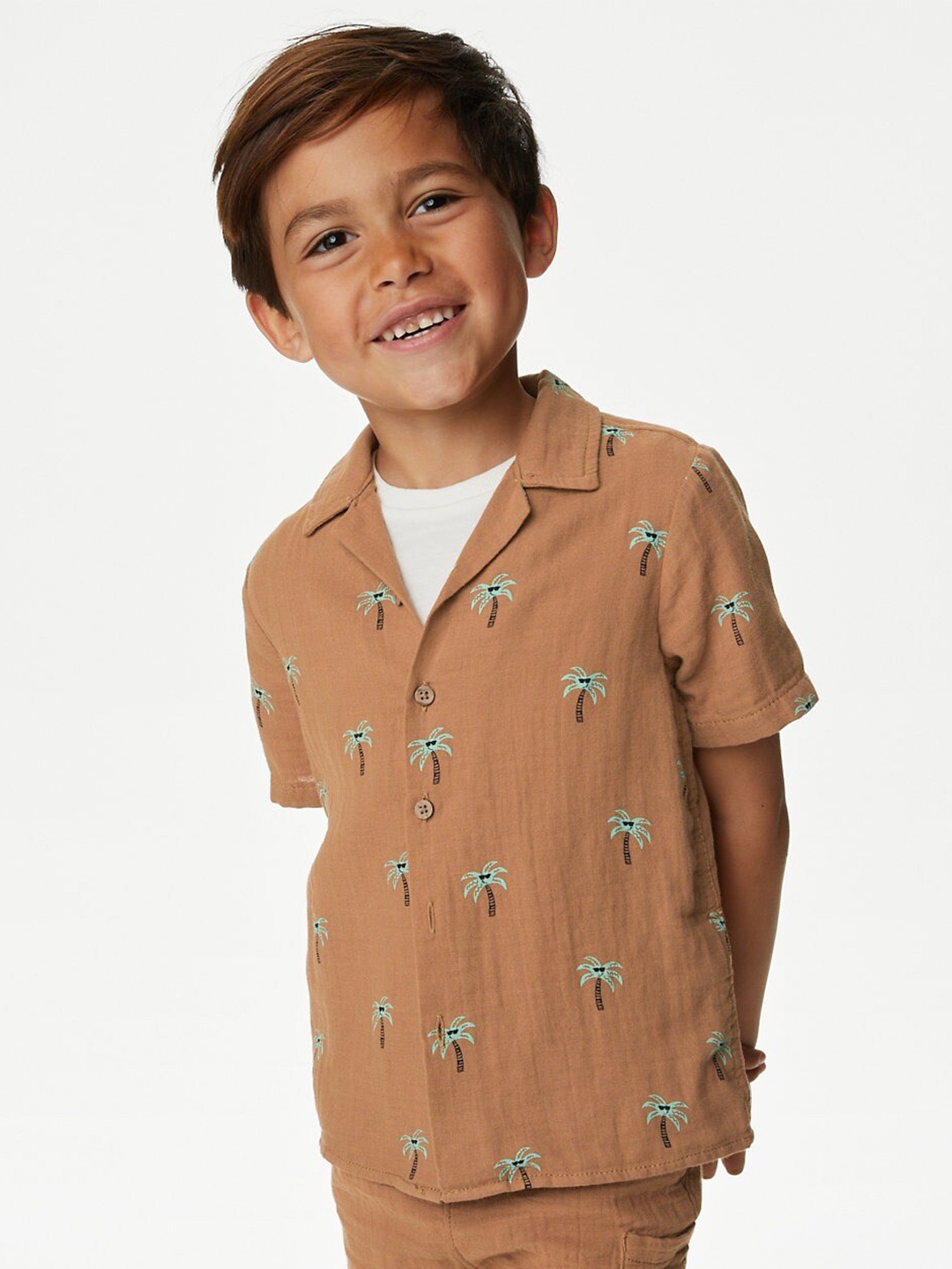 Marks & Spencer Boys Conversational Printed Cuban Collar Casual Shirt With T-Shirt, Brown
Marks & Spencer Boys Conversational Printed Cuban Collar Casual Shirt With T-Shirt, Brown