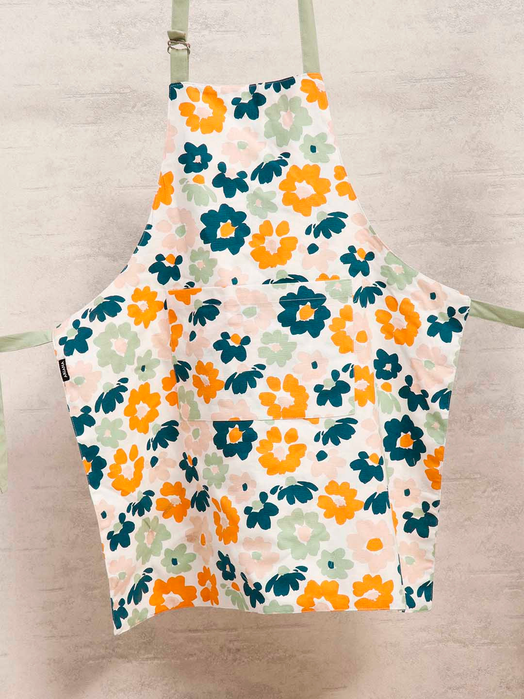 Ariana White & Orange Floral Printed Cotton Apron 
Ariana White & Orange Floral Printed Cotton Apron
