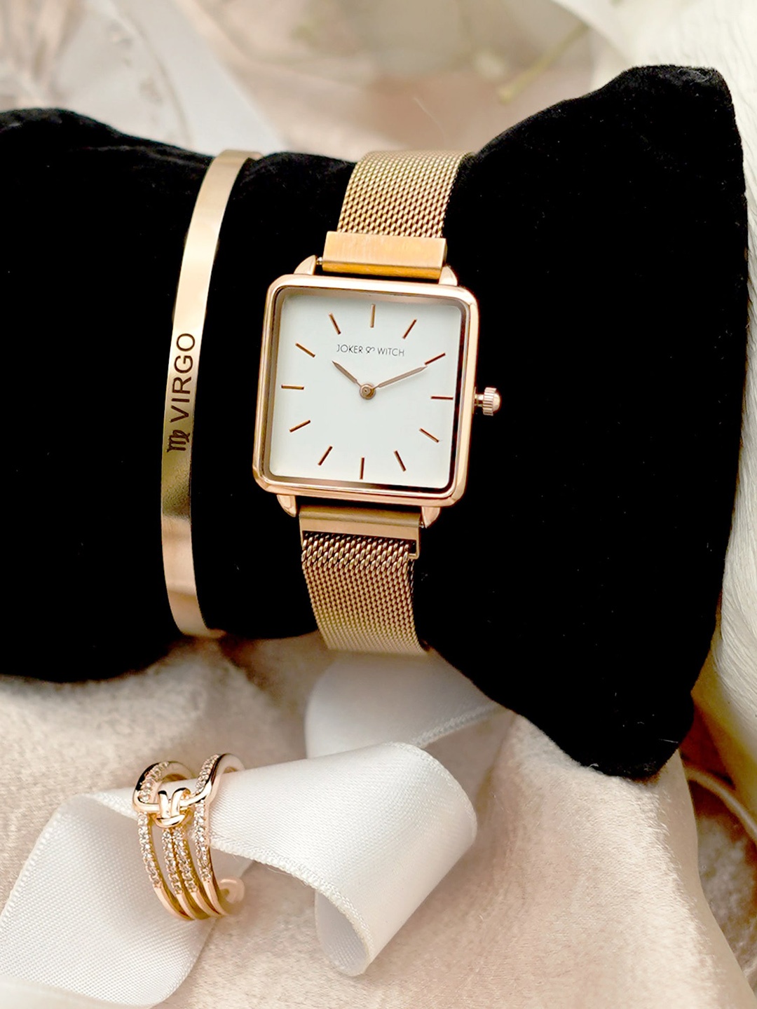 JOKER & WITCH Women Pixie Dust Virgo Love Triangle Jewellery & Watch Gift Set JWLT116, Rose gold
JOKER & WITCH Women Pixie Dust Virgo Love Triangle Jewellery & Watch Gift Set JWLT116, Rose gold