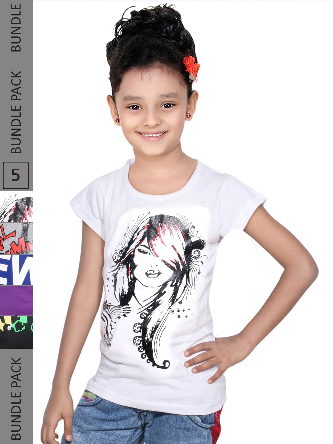 IndiWeaves Pack Of 5 Girls Typography Printed Round Neck Cotton Casual T Shirt, White
IndiWeaves Pack Of 5 Girls Typography Printed Round Neck Cotton Casual T Shirt, White