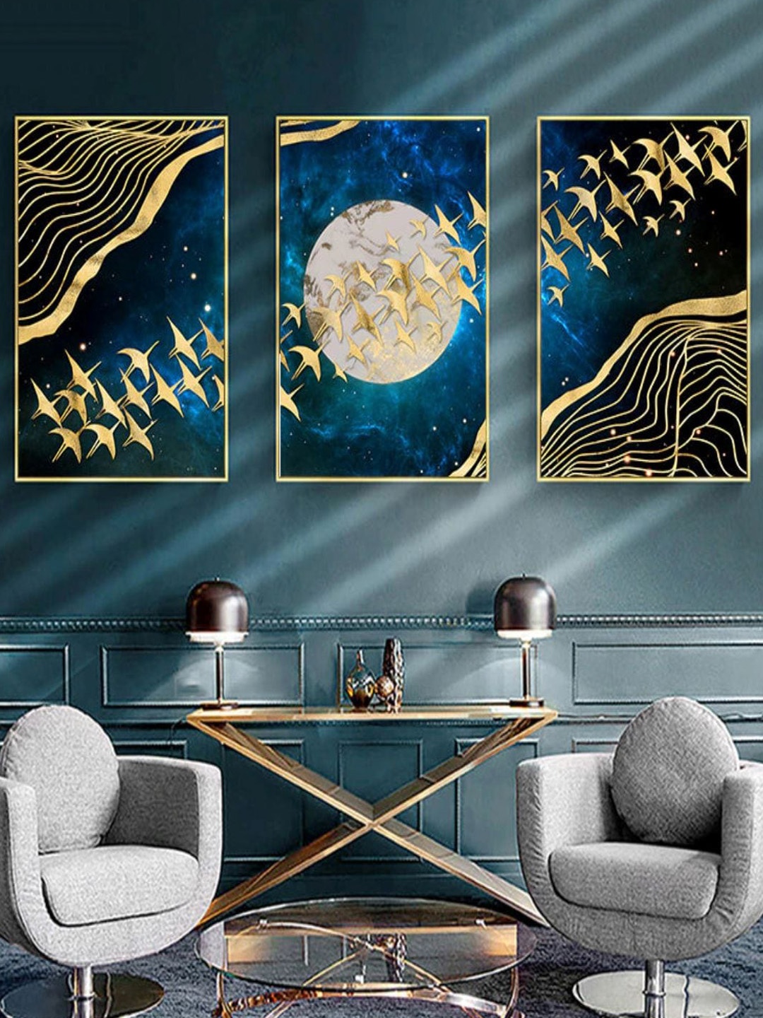 THE HANDMADE FLAIR Crystal Porcelain Blue 3 Pcs Birds In The Flowing Framed Moon Wall Art
THE HANDMADE FLAIR Crystal Porcelain Blue 3 Pcs Birds In The Flowing Framed Moon Wall Art