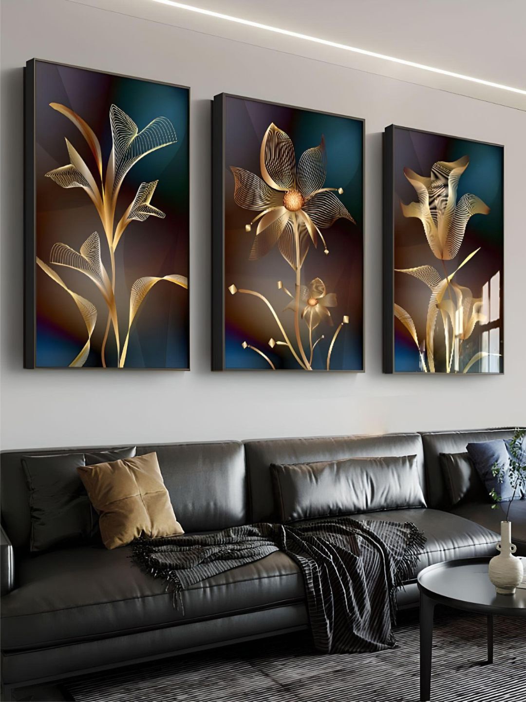 THE HANDMADE FLAIR Black & Metallic-Color 3 Pieces Abstract Printed Framed Wall Arts
THE HANDMADE FLAIR Black & Metallic-Color 3 Pieces Abstract Printed Framed Wall Arts