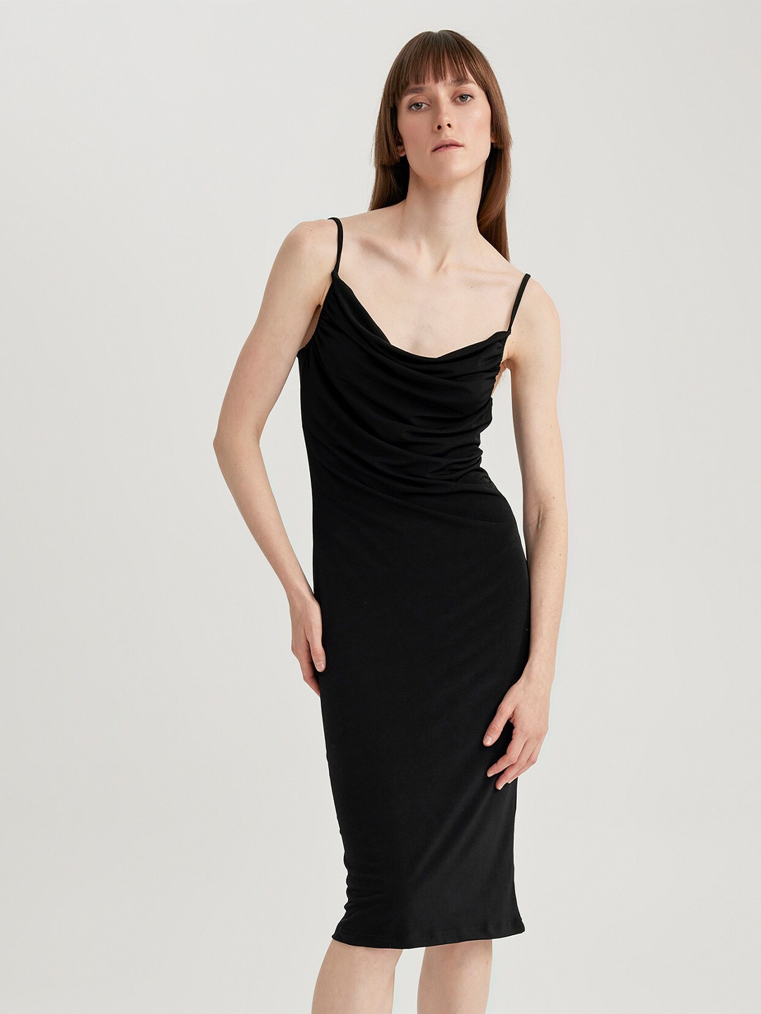 DeFacto Sleeveless Knee Length Sheath Dress, Black