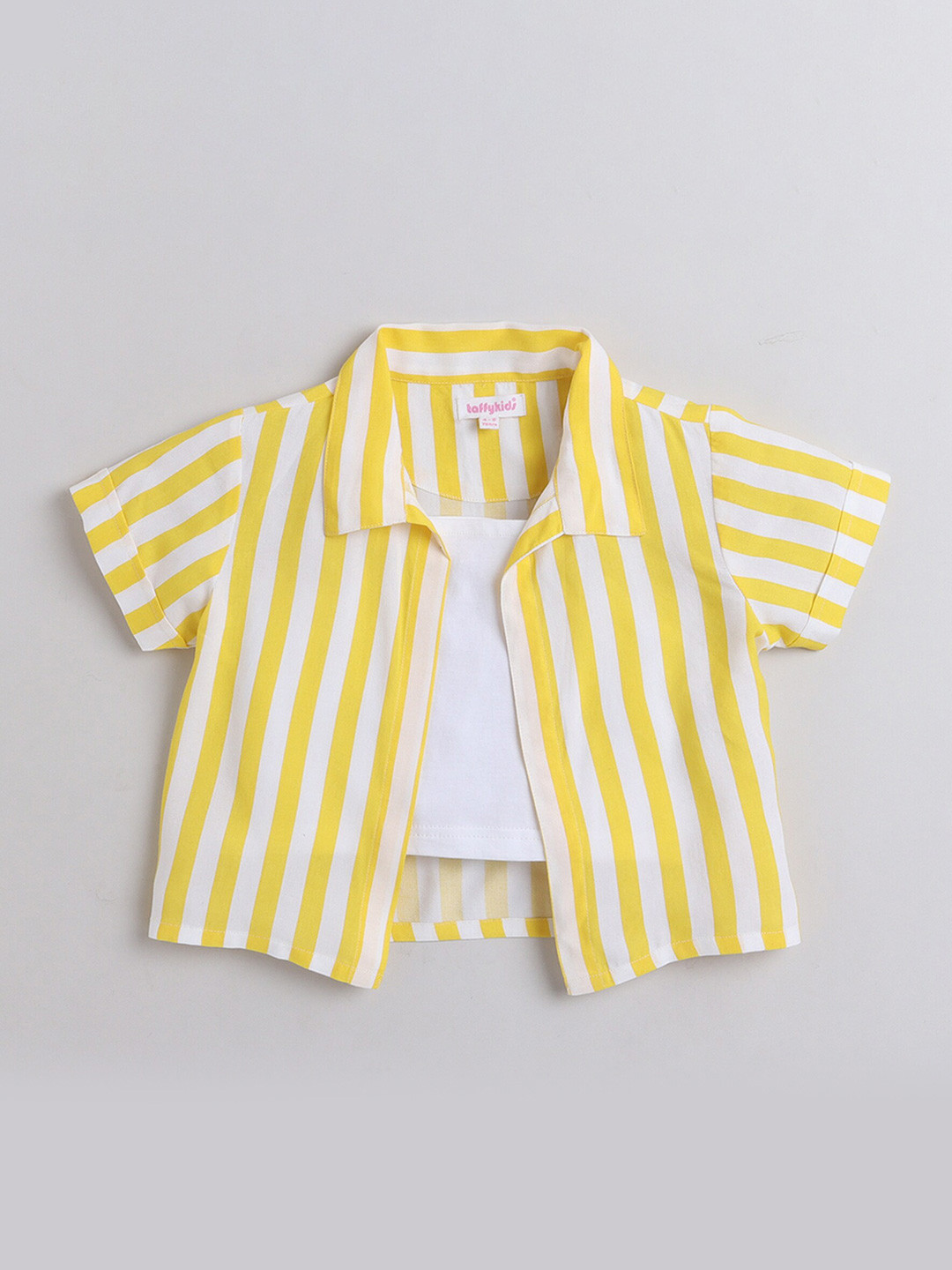 taffykids Girls Vertical Striped Casual Shirt, Yellow 
taffykids Girls Vertical Striped Casual Shirt, Yellow