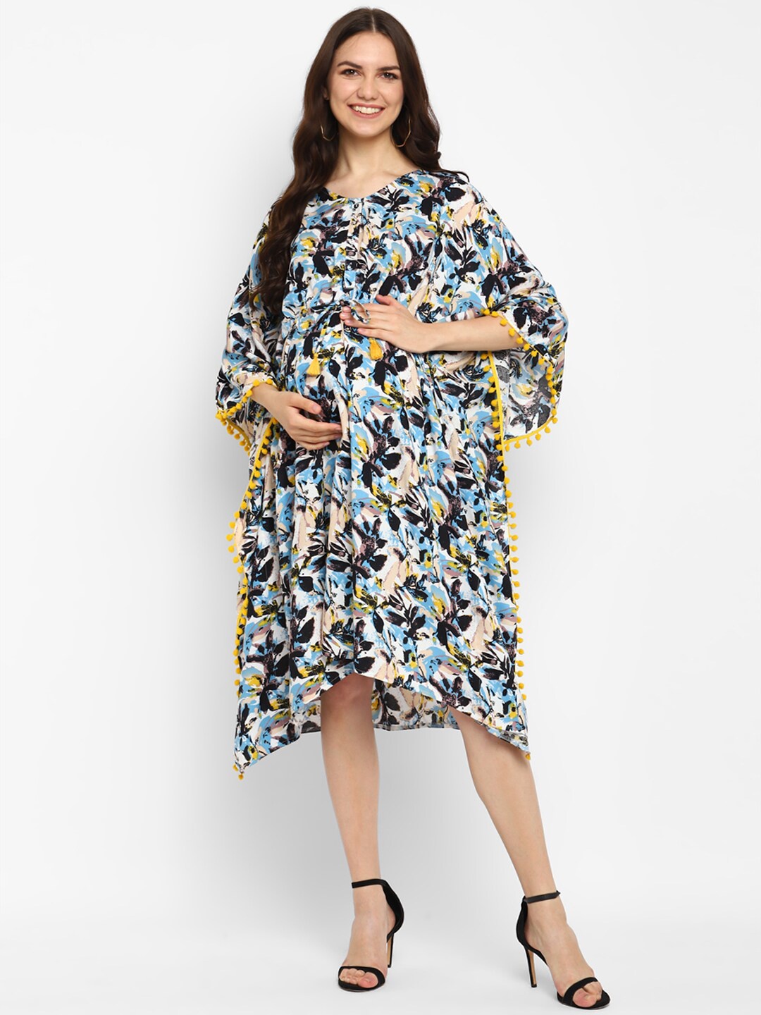 Momsoon Maternity Floral Printed Extended Sleeves Tie Ups Detail Kaftan Midi Dress, Blue
Momsoon Maternity Floral Printed Extended Sleeves Tie Ups Detail Kaftan Midi Dress, Blue