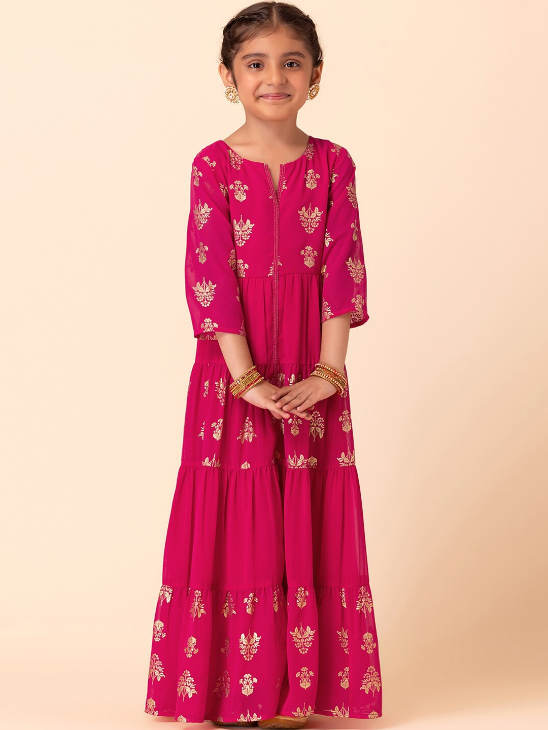 Miss Indya Girls Ethnic Motifs Printed Tiered Gathered Fit & Flare Ethnic Dress, Pink
Miss Indya Girls Ethnic Motifs Printed Tiered Gathered Fit & Flare Ethnic Dress, Pink