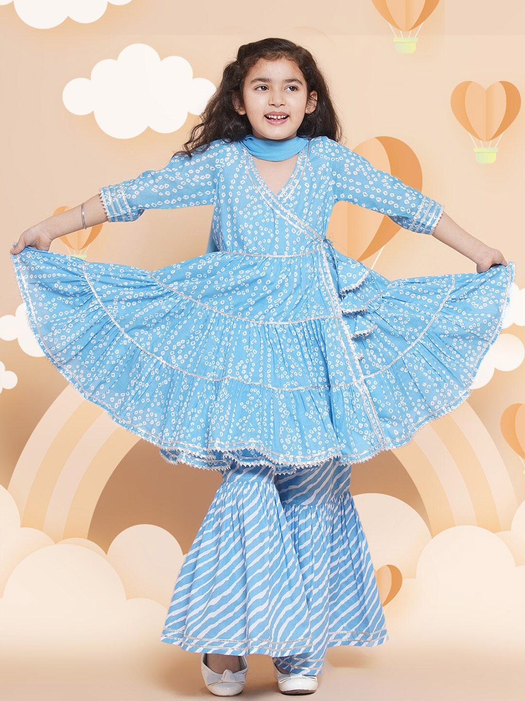 Bitiya by Bhama Girls Bandhani Printed Angrakha Pure Cotton Kurta & Sharara With Dupatta, Blue
Bitiya by Bhama Girls Bandhani Printed Angrakha Pure Cotton Kurta & Sharara With Dupatta, Blue