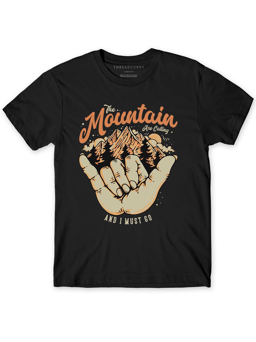 THREADCURRY Boys Graphic Printed Cotton T-shirt, Black