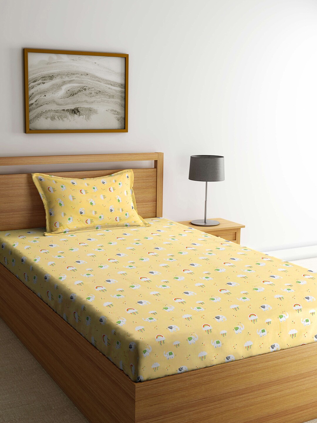 FABINALIV Yellow & White Cartoon Characters Cotton 300 TC Single Bedsheet &1 Pillow Cover
FABINALIV Yellow & White Cartoon Characters Cotton 300 TC Single Bedsheet &1 Pillow Cover