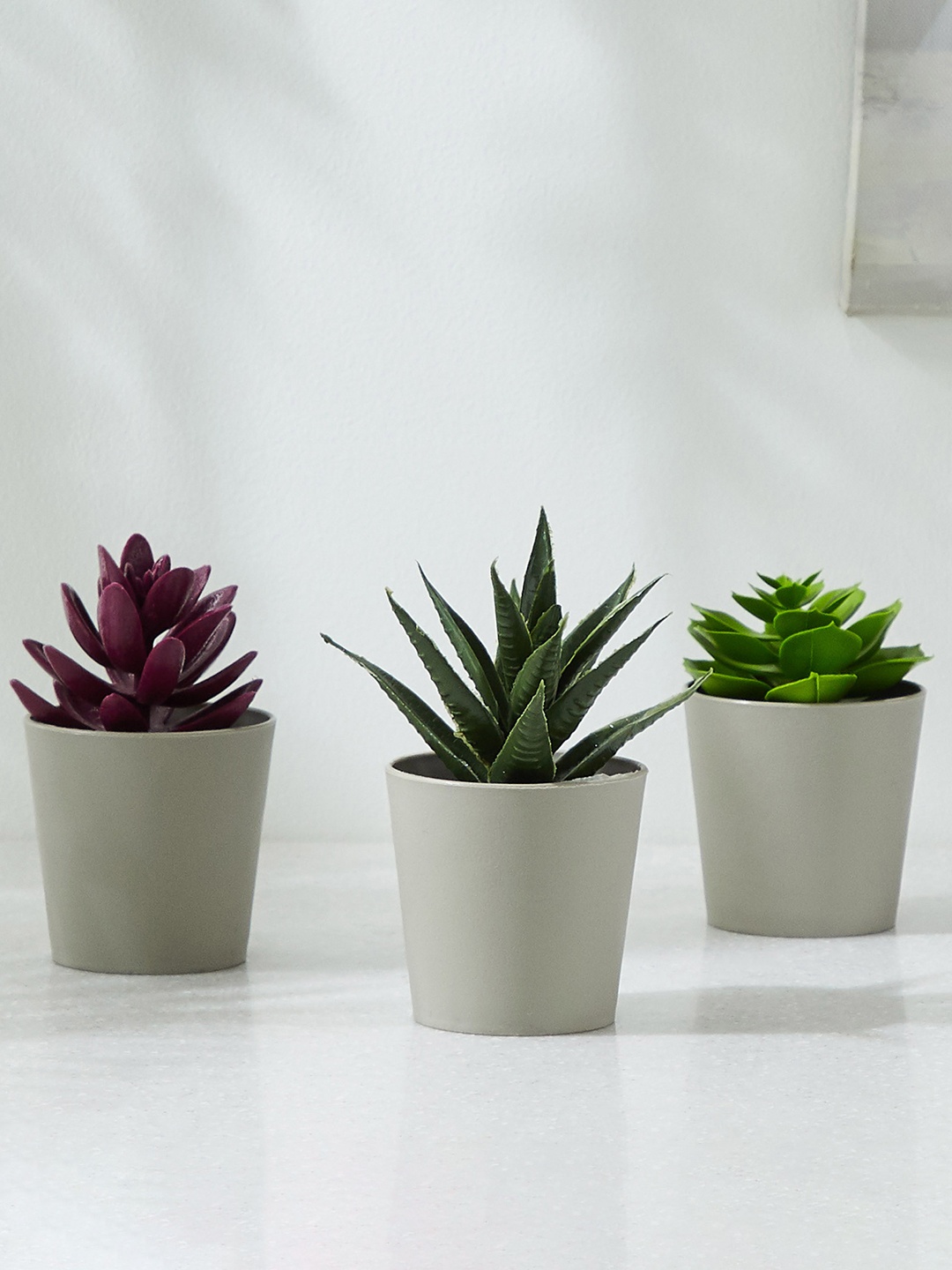 Home Centre Spinel Decor Beige & Green Artificial Succulent With Pot