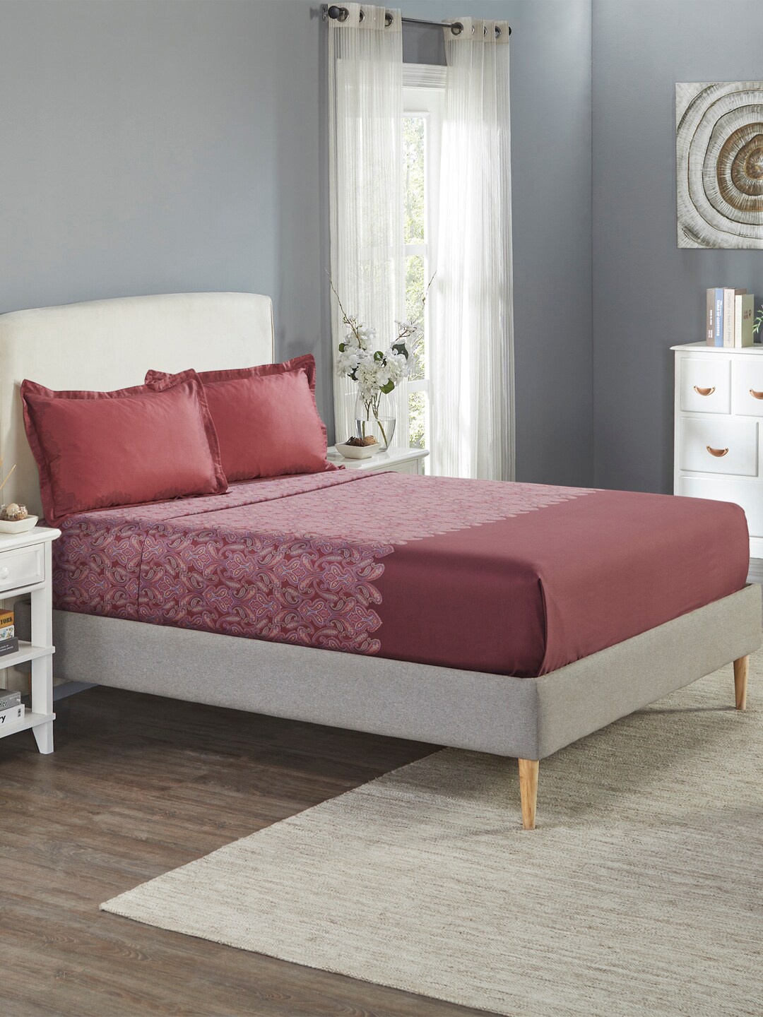 MYTRIDENT Beautiful Beginnings Maroon Cotton 210 TC King Bedsheet with 2 Pillow Covers
MYTRIDENT Beautiful Beginnings Maroon Cotton 210 TC King Bedsheet with 2 Pillow Covers