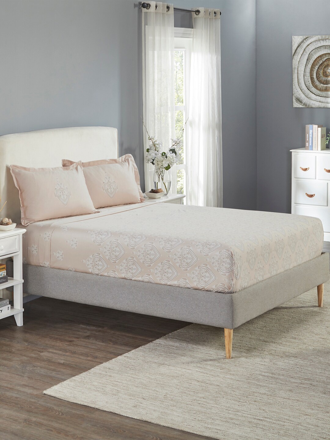 MYTRIDENT Beautiful Beginnings Beige Cotton 210 TC King Bedsheet with 2 Pillow Covers
MYTRIDENT Beautiful Beginnings Beige Cotton 210 TC King Bedsheet with 2 Pillow Covers
