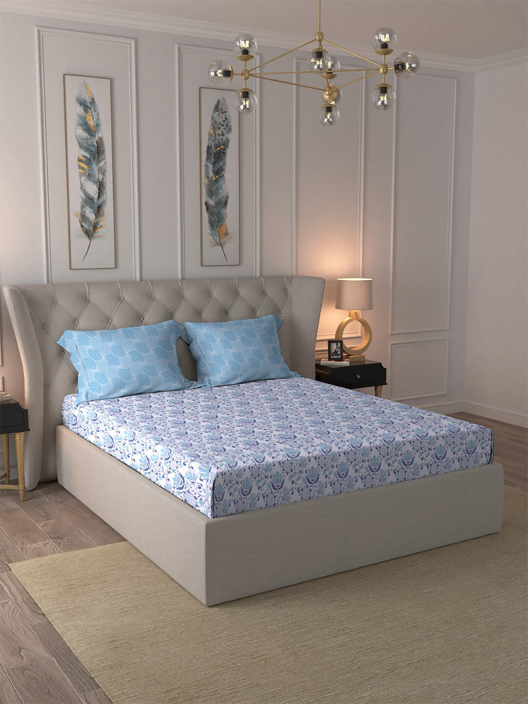 MYTRIDENT Comfort Living Blue White Floral Cotton 120 TC Queen Bedsheet 2 Pillow Covers
MYTRIDENT Comfort Living Blue White Floral Cotton 120 TC Queen Bedsheet 2 Pillow Covers