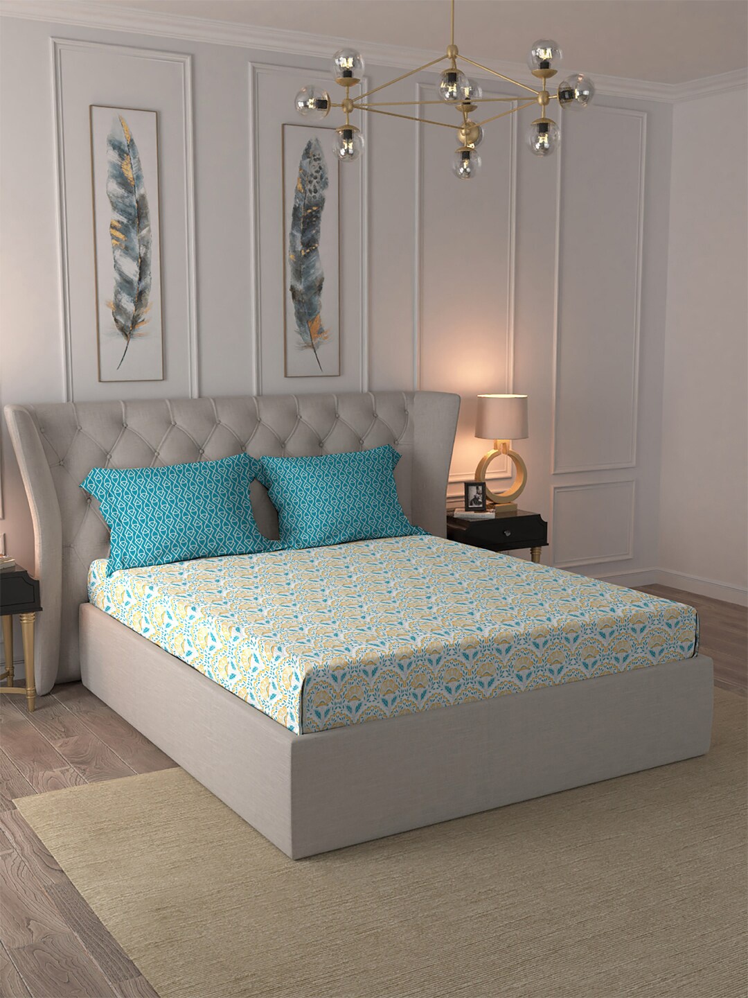 MYTRIDENT Yellow White Ethnic Motifs Pure Cotton 120 TC Queen Bedsheet 2 Pillow Covers
MYTRIDENT Yellow White Ethnic Motifs Pure Cotton 120 TC Queen Bedsheet 2 Pillow Covers