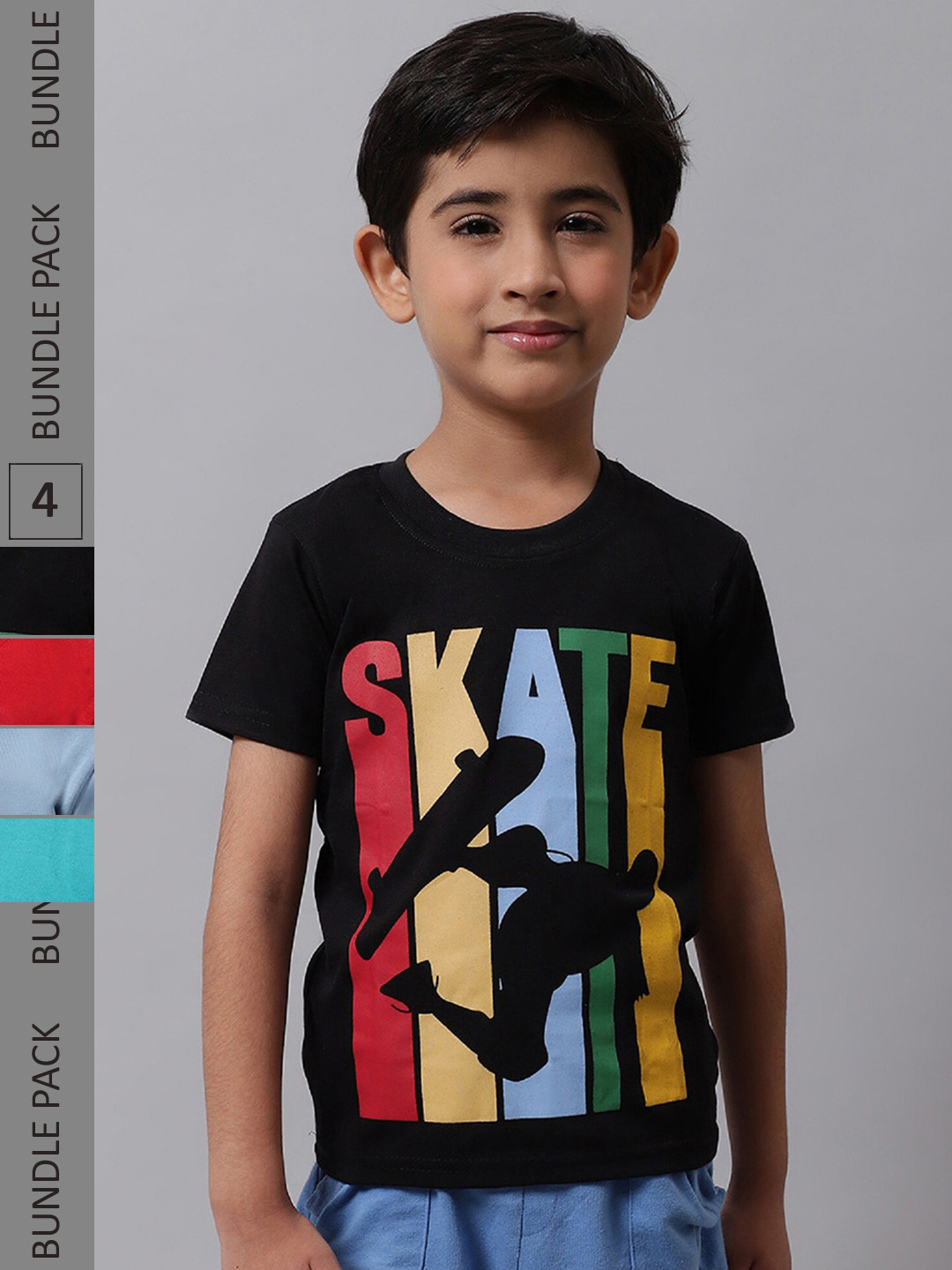 BAESD Boys Pack of 4 Printed Cotton T-shirt, Black
BAESD Boys Pack of 4 Printed Cotton T-shirt, Black