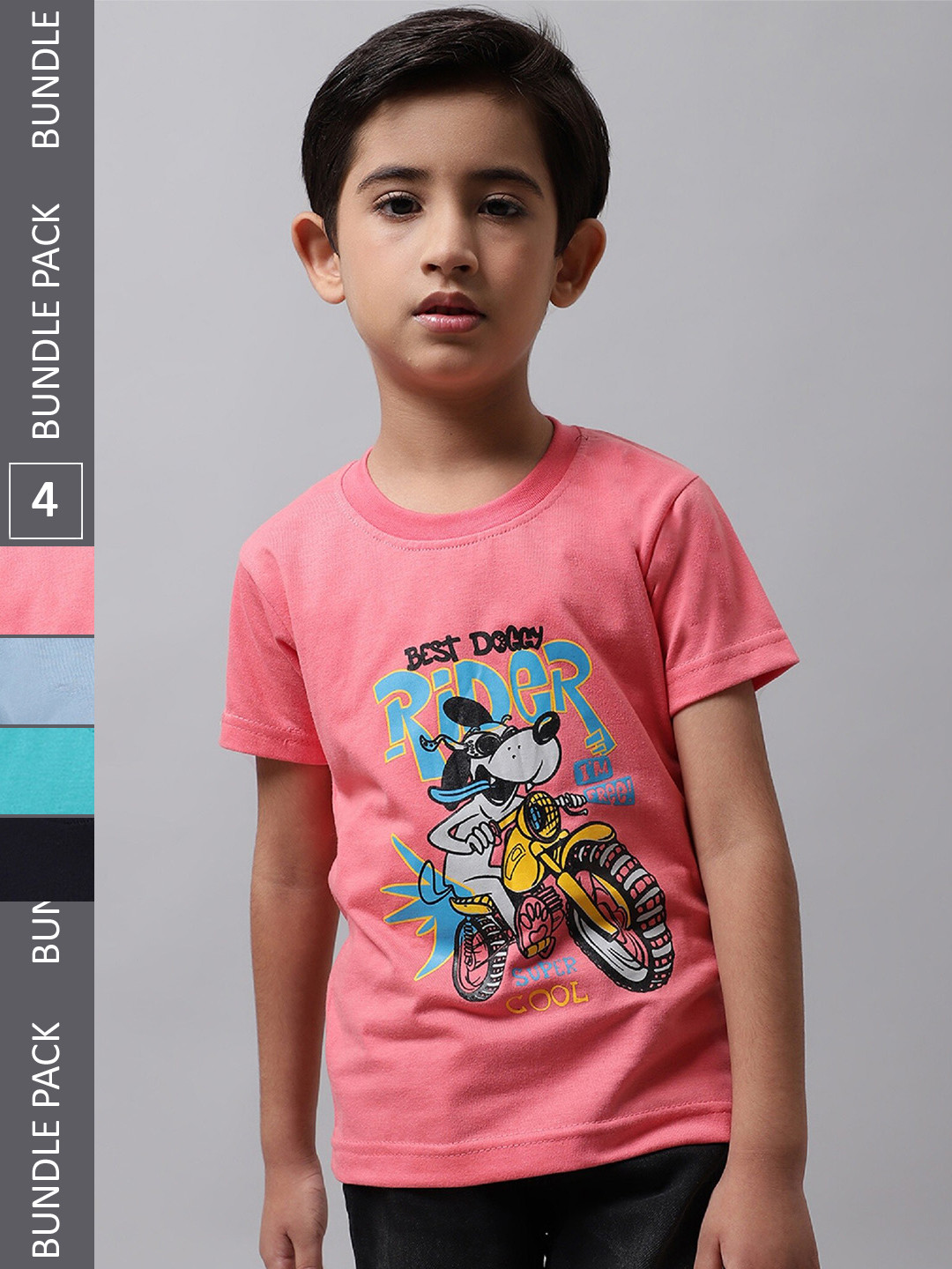 BAESD Boys Pack Of 4 Graphic Printed Round Neck Cotton T-shirt, Pink 
BAESD Boys Pack Of 4 Graphic Printed Round Neck Cotton T-shirt, Pink