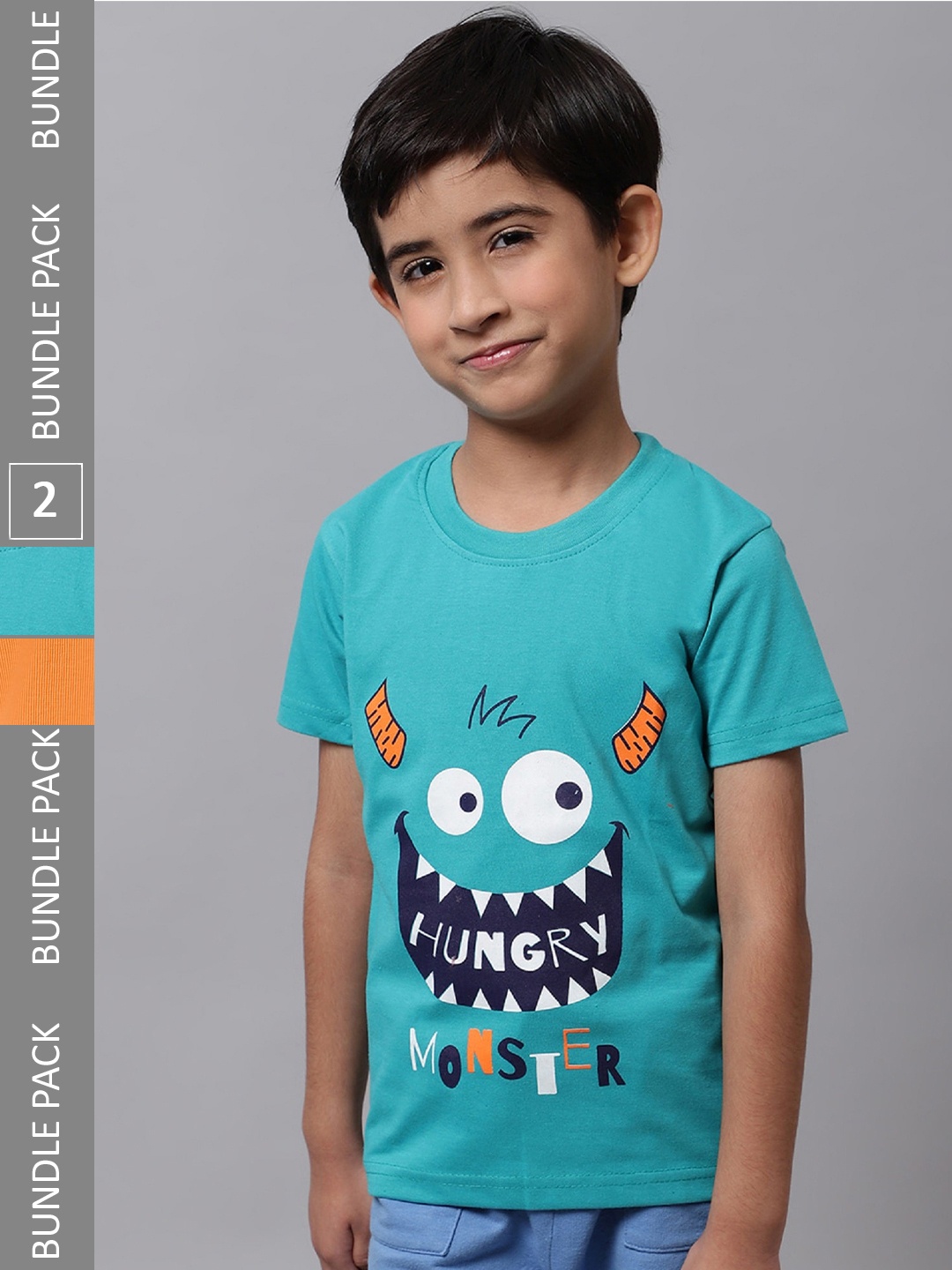 BAESD Boys Pack Of 2 Graphic Printed Cotton T-shirts, Turquoise blue