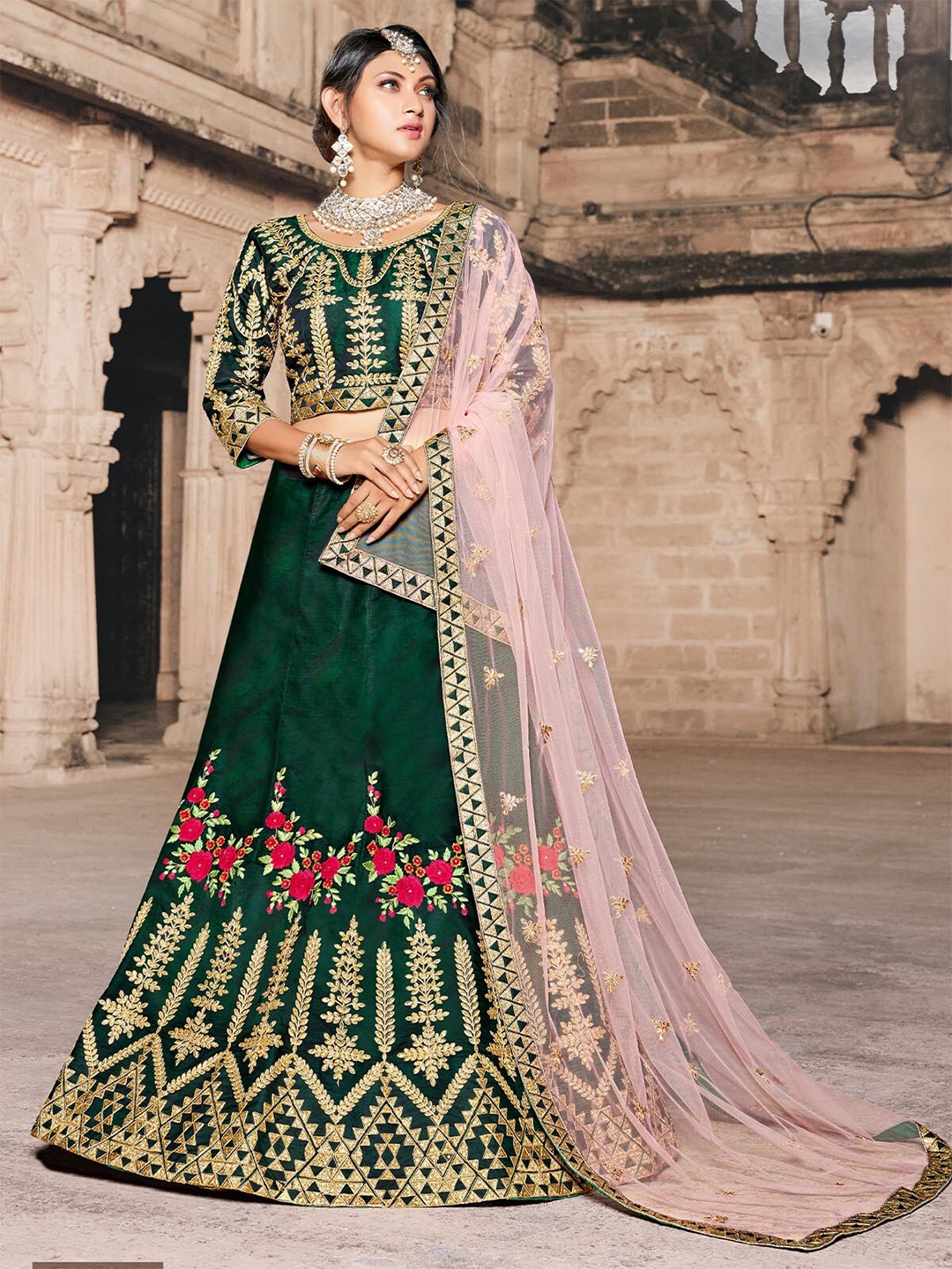 ODETTE Embroidered Thread Work Semi-Stitched Lehenga & Unstitched Blouse With Dupatta, Green
ODETTE Embroidered Thread Work Semi-Stitched Lehenga & Unstitched Blouse With Dupatta, Green