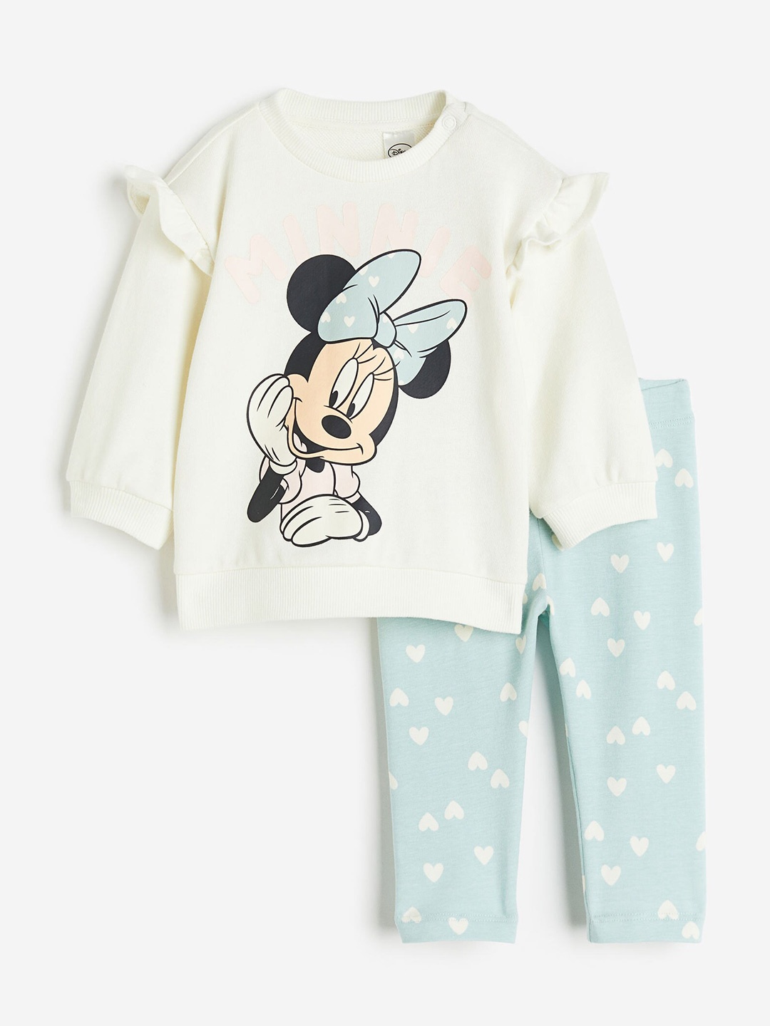 H&M Girls 2-Piece Printed Cotton Set, White