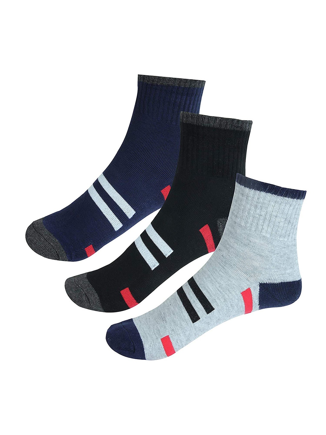 DALUCI Men Pack Of 3 Patterned Sweat Absorption Above Ankle Length Socks, Blue