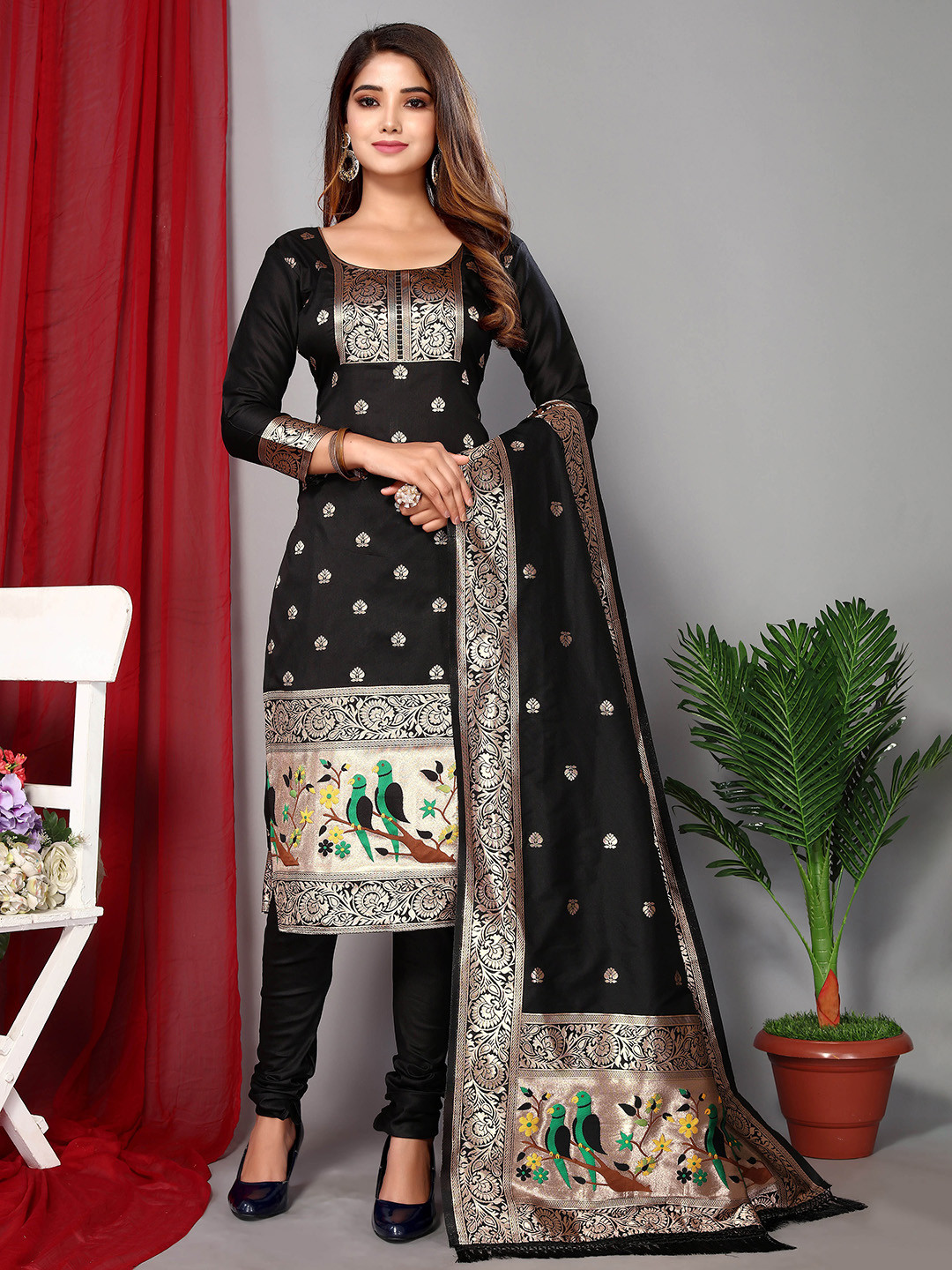 Ekta Textiles Ethnic Motifs Woven Design Zari Unstitched Dress Material, Black
Ekta Textiles Ethnic Motifs Woven Design Zari Unstitched Dress Material, Black