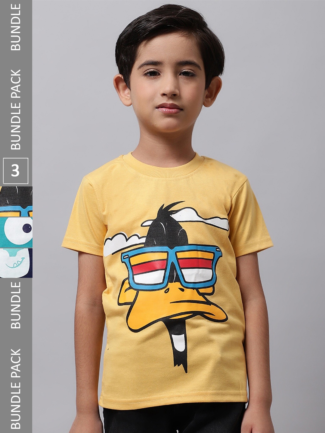 BAESD Boys Pack Of 3 Graphic Printed Cotton T-shirt, Turquoise blue