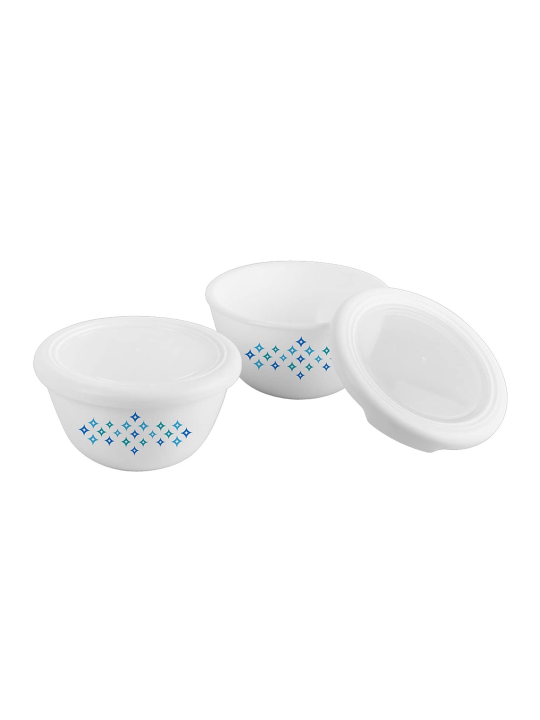 Cello Opalware White & Blue 2 Pieces Printed Mixing Bowls With Premium Lid 500ml Each
Cello Opalware White & Blue 2 Pieces Printed Mixing Bowls With Premium Lid 500ml Each