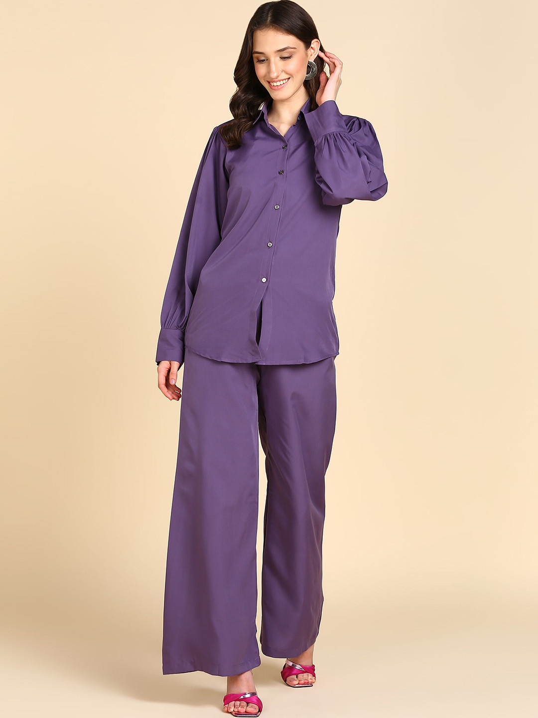 Rudraaksha Creations Crop Top & Palazzos With Shirt, Purple
Rudraaksha Creations Crop Top & Palazzos With Shirt, Purple